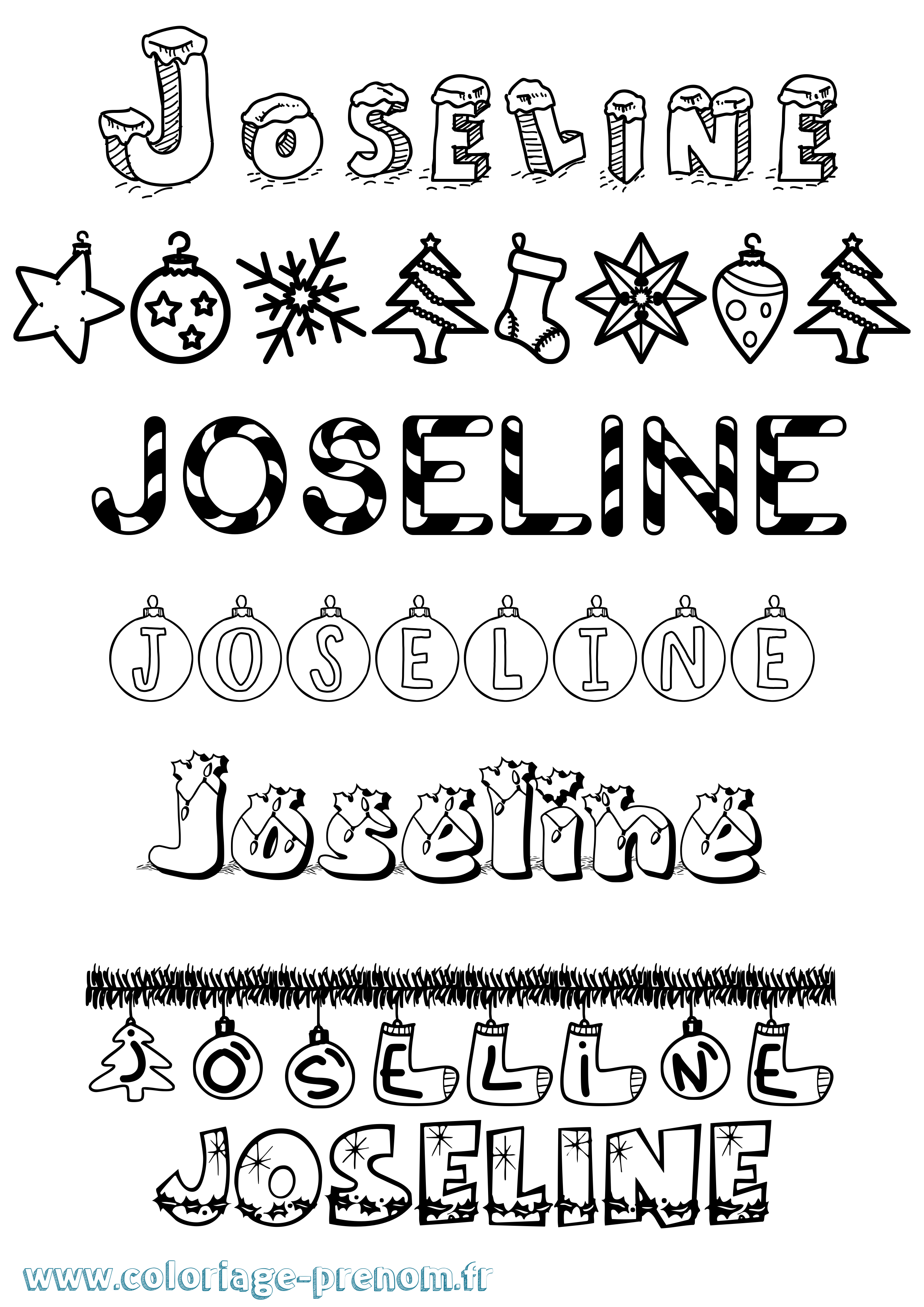 Coloriage Joseline Noël Coloriage prénom Joseline Noël