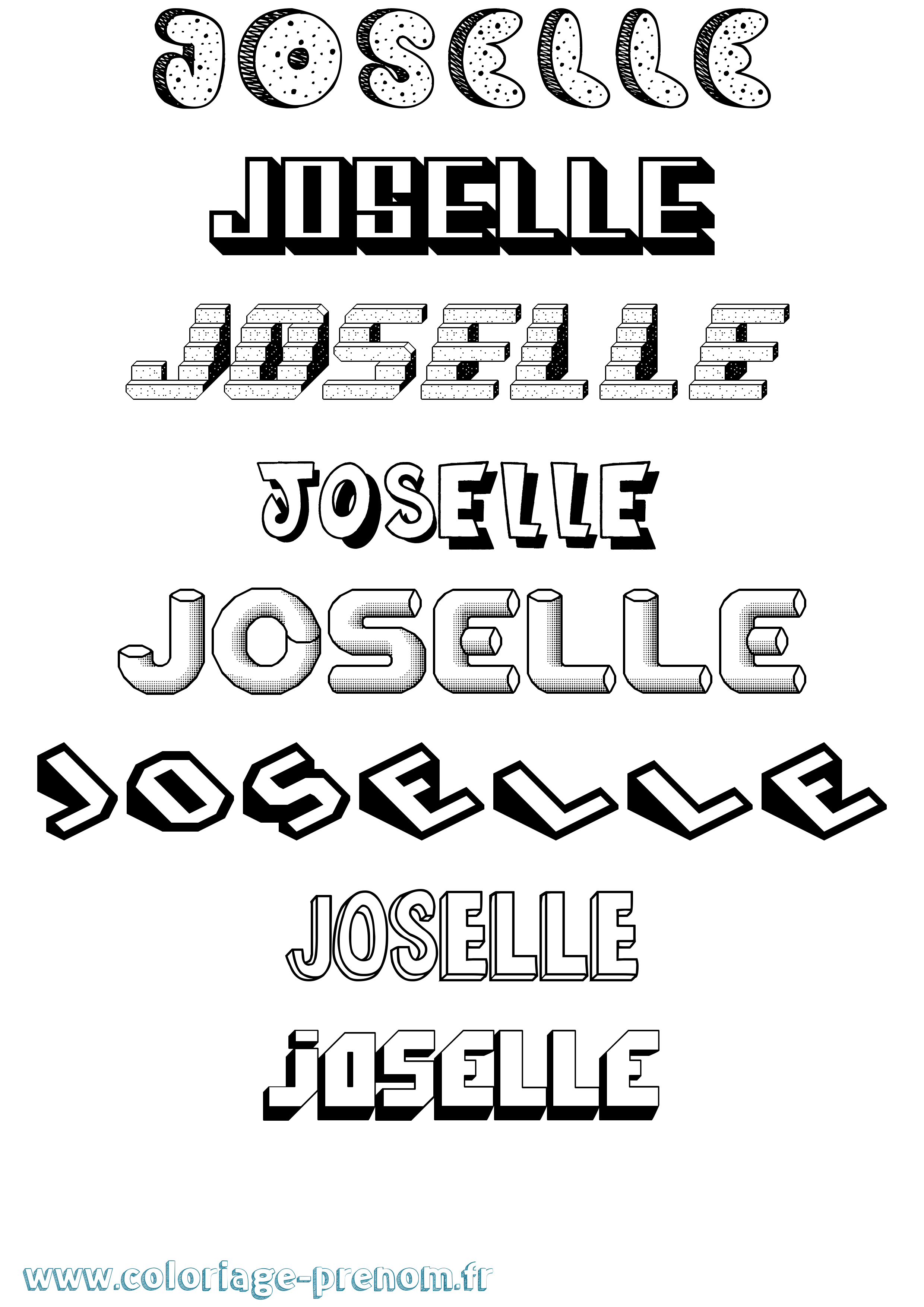 Coloriage Joselle Effet 3D Coloriage prénom Joselle Effet 3D