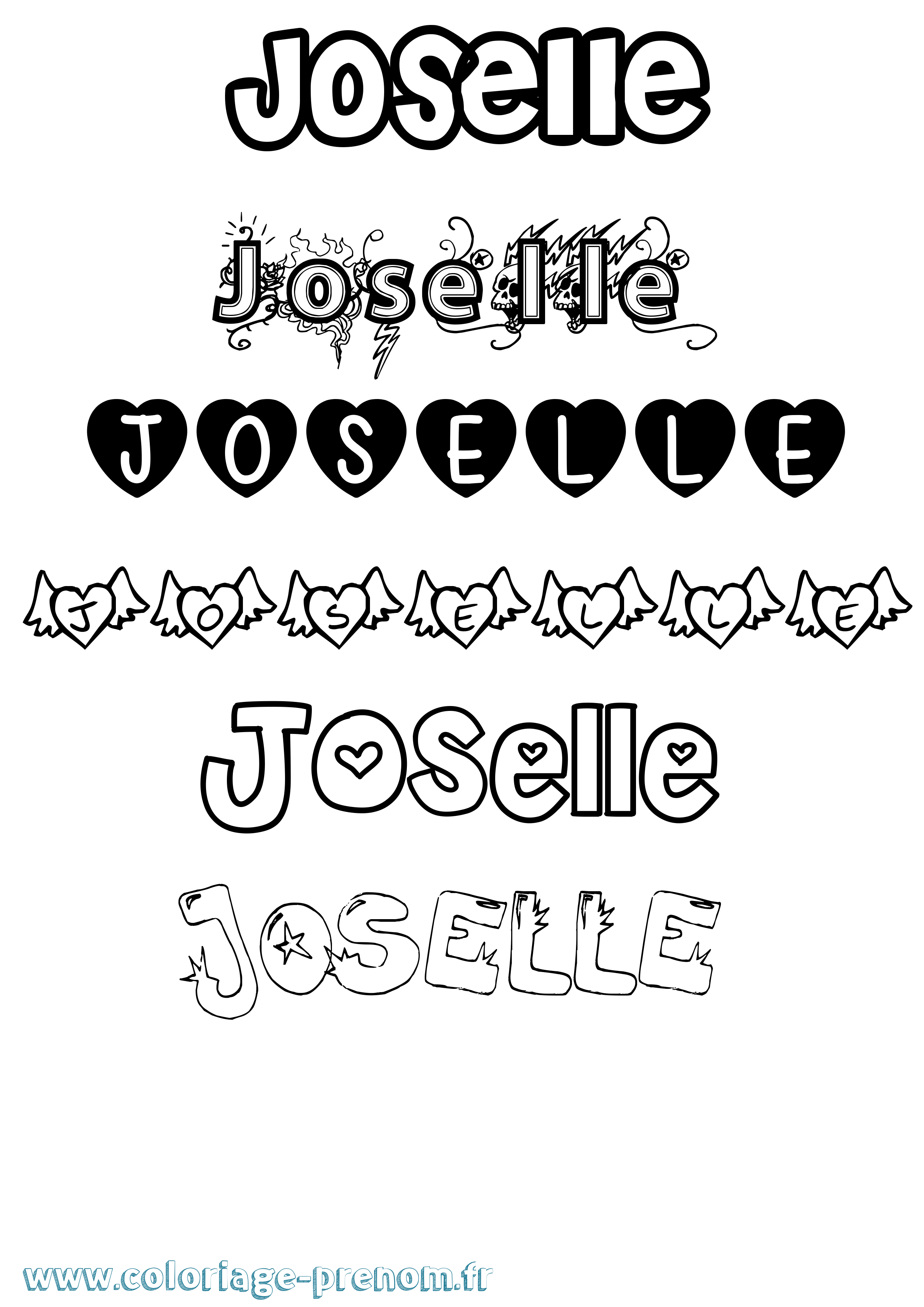 Coloriage Joselle Girly Coloriage prénom Joselle Girly