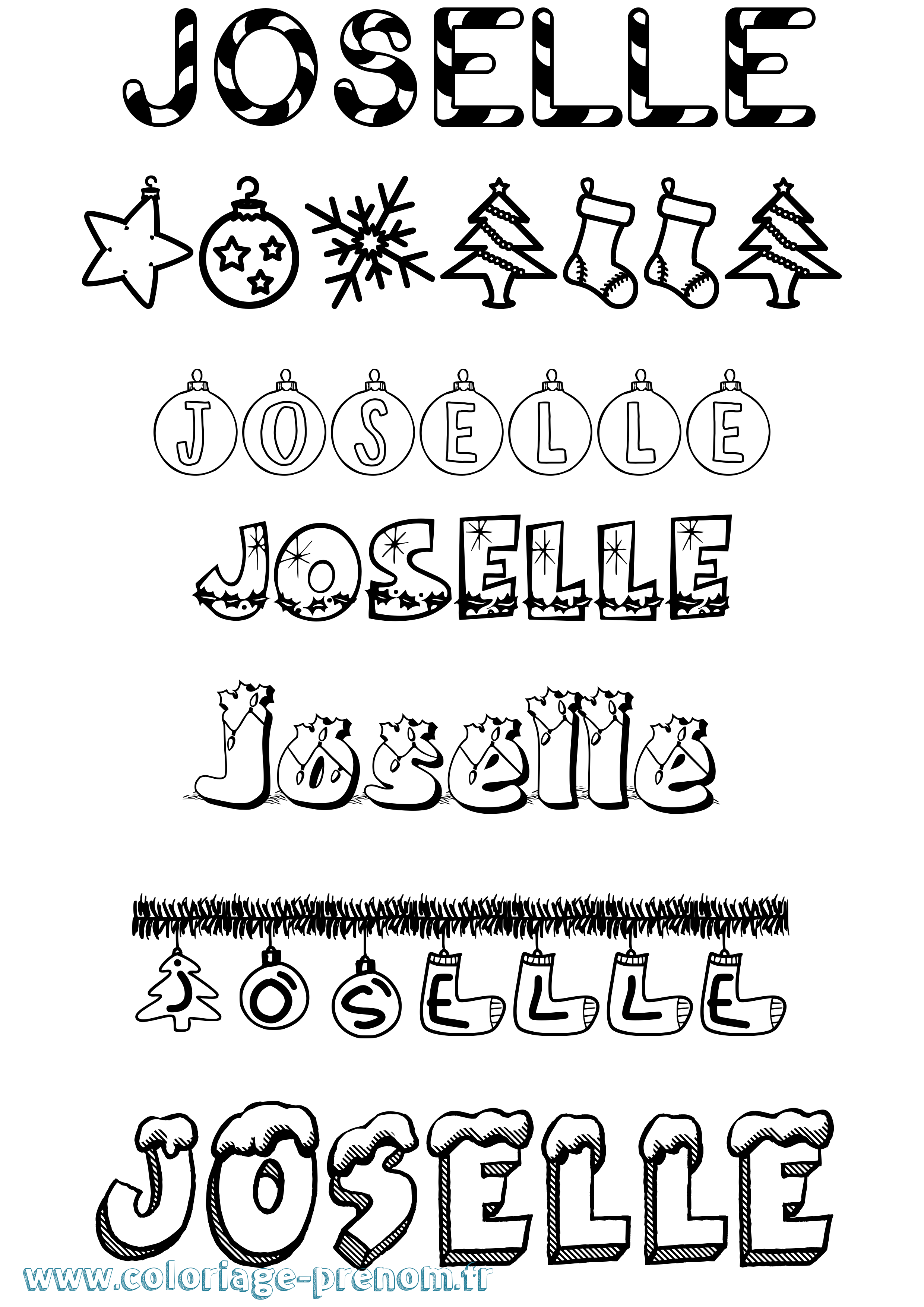 Coloriage Joselle Noël Coloriage prénom Joselle Noël