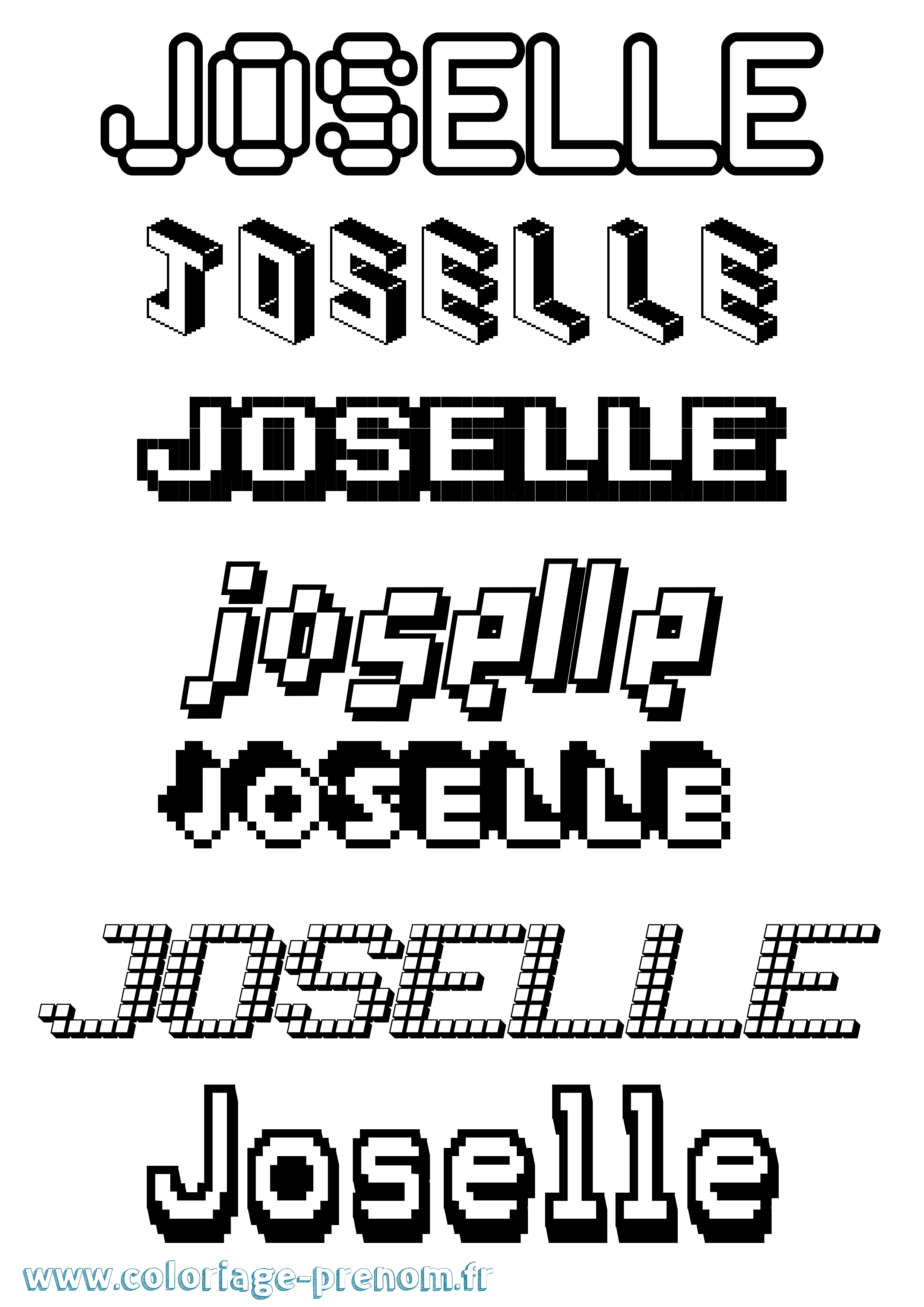 Coloriage Joselle Pixel Coloriage prénom Joselle Pixel