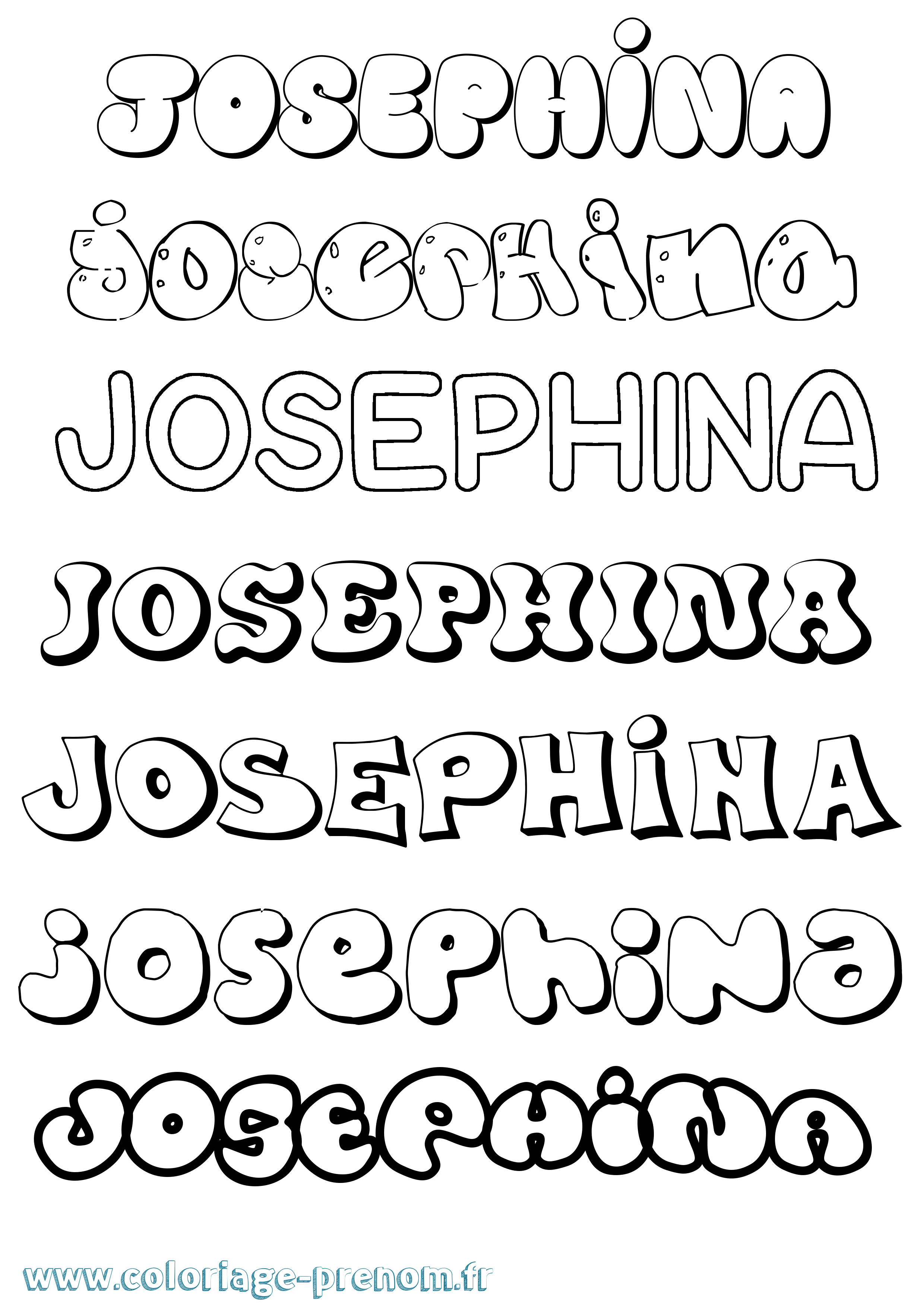 Coloriage Josephina Bubble Coloriage prénom Josephina Bubble