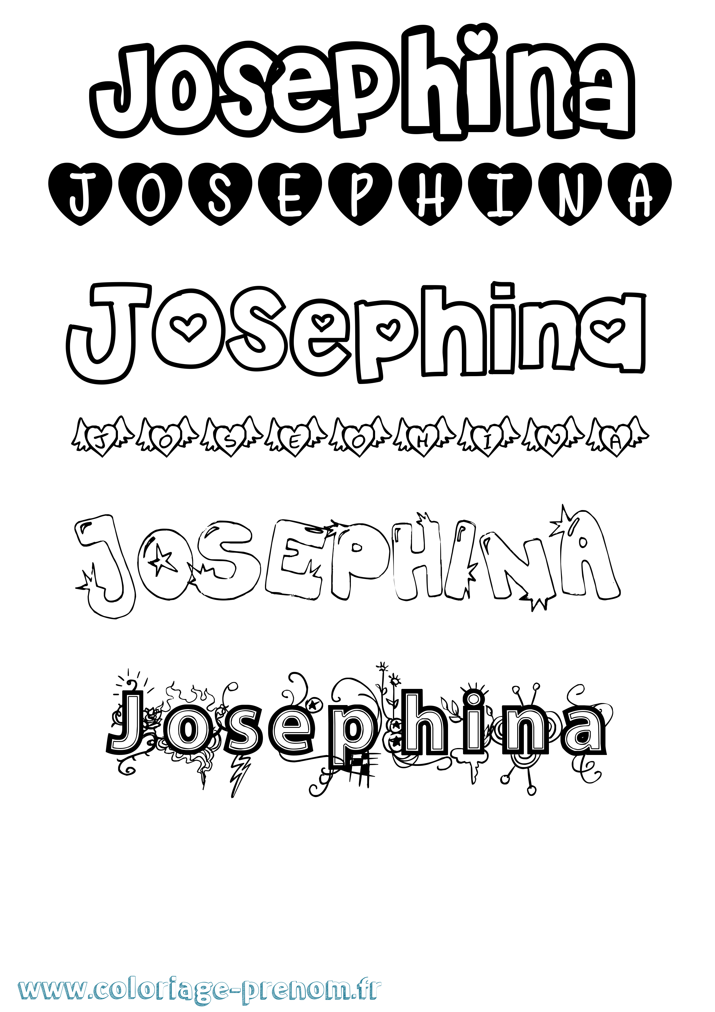 Coloriage Josephina Girly Coloriage prénom Josephina Girly