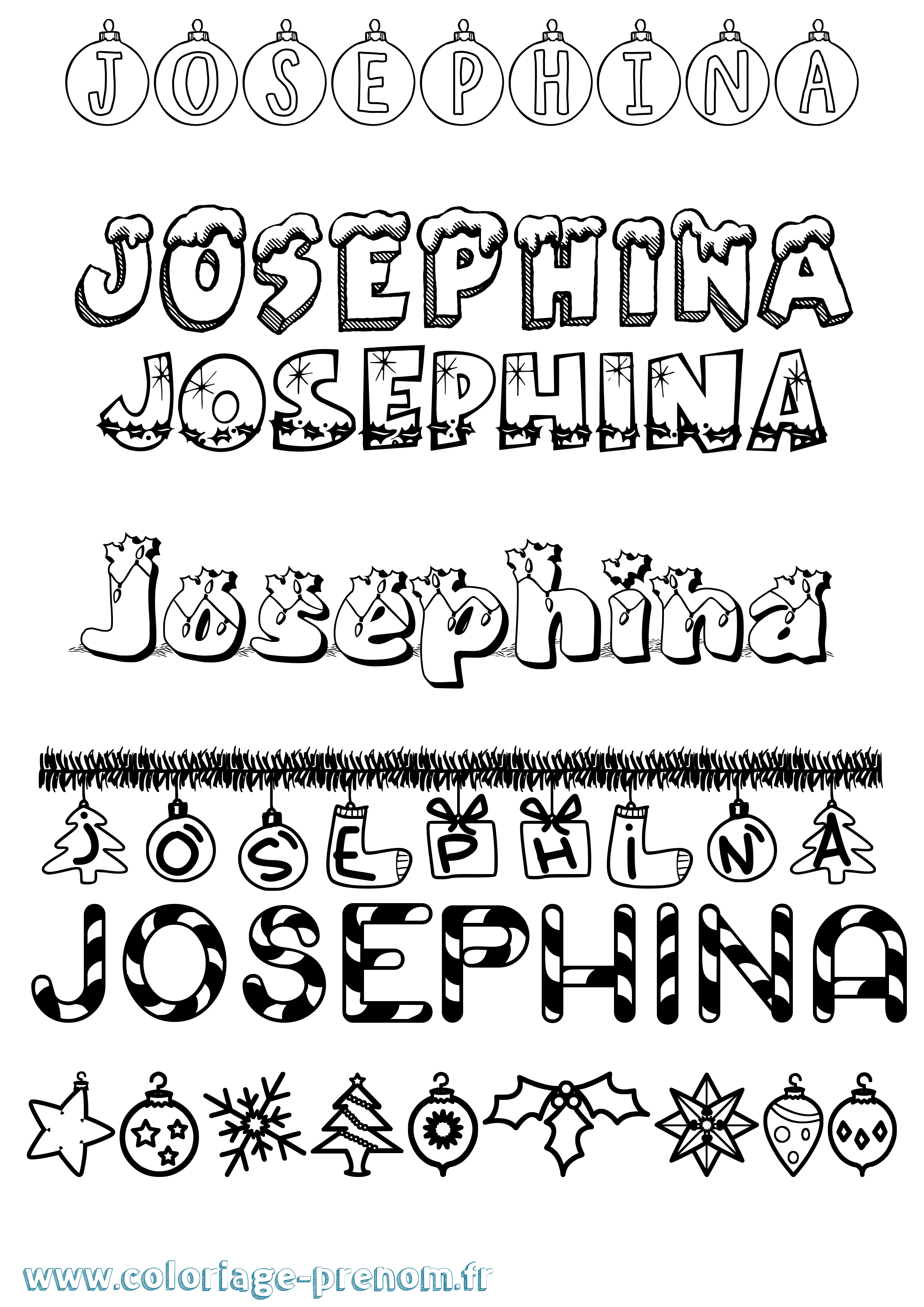 Coloriage Josephina Noël Coloriage prénom Josephina Noël