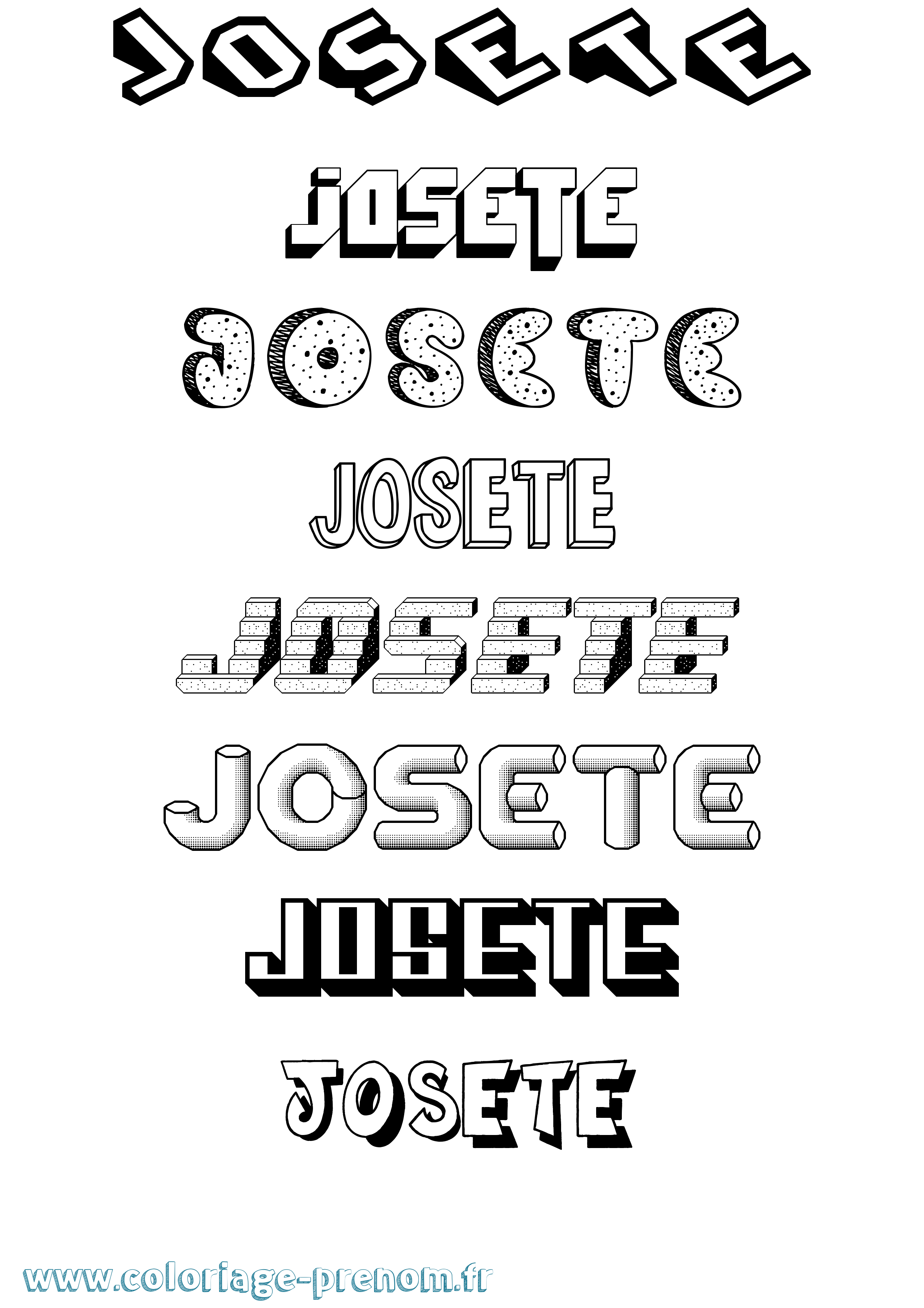 Coloriage Josete Effet 3D Coloriage prénom Josete Effet 3D