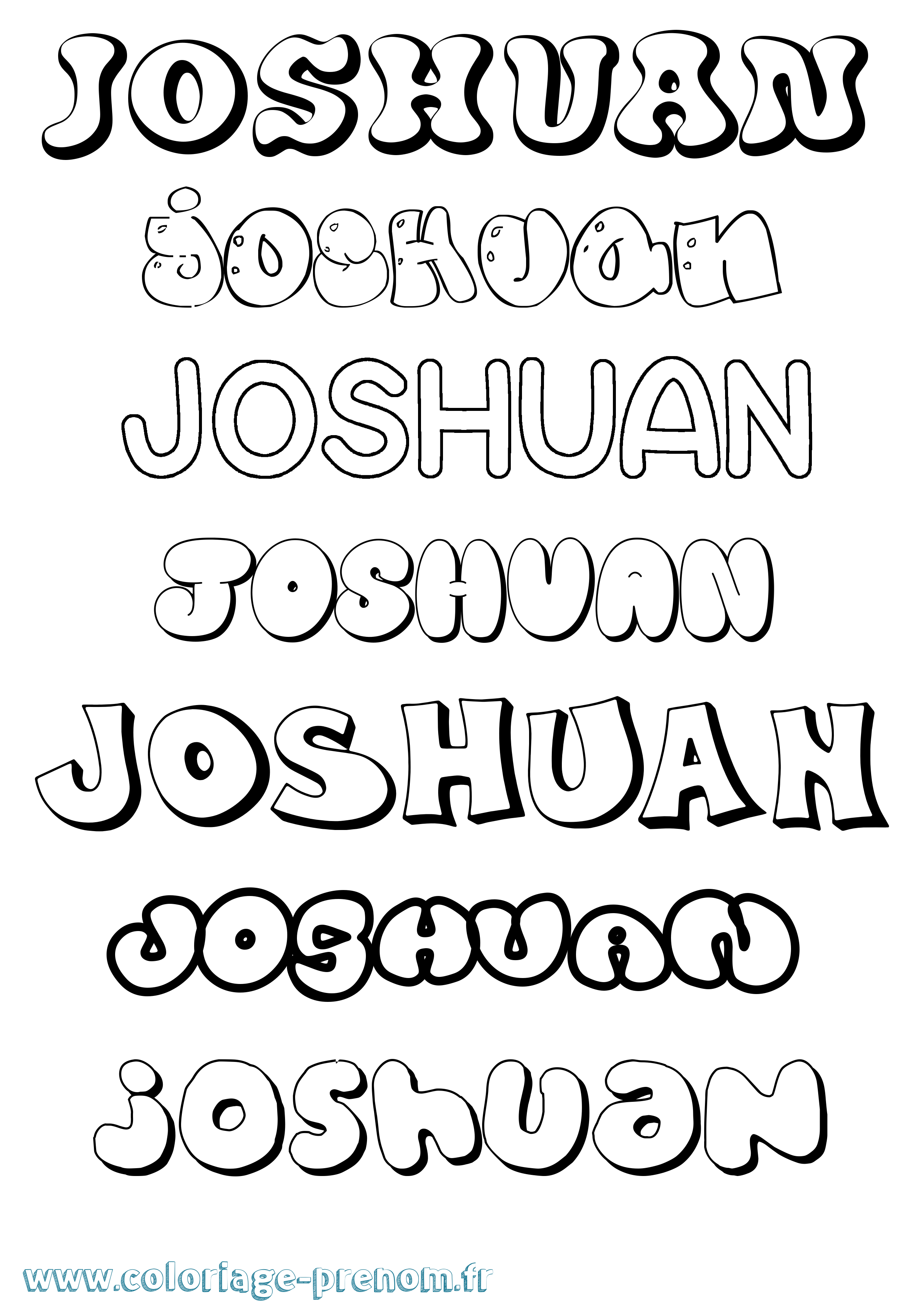 Coloriage Joshuan Bubble Coloriage prénom Joshuan Bubble