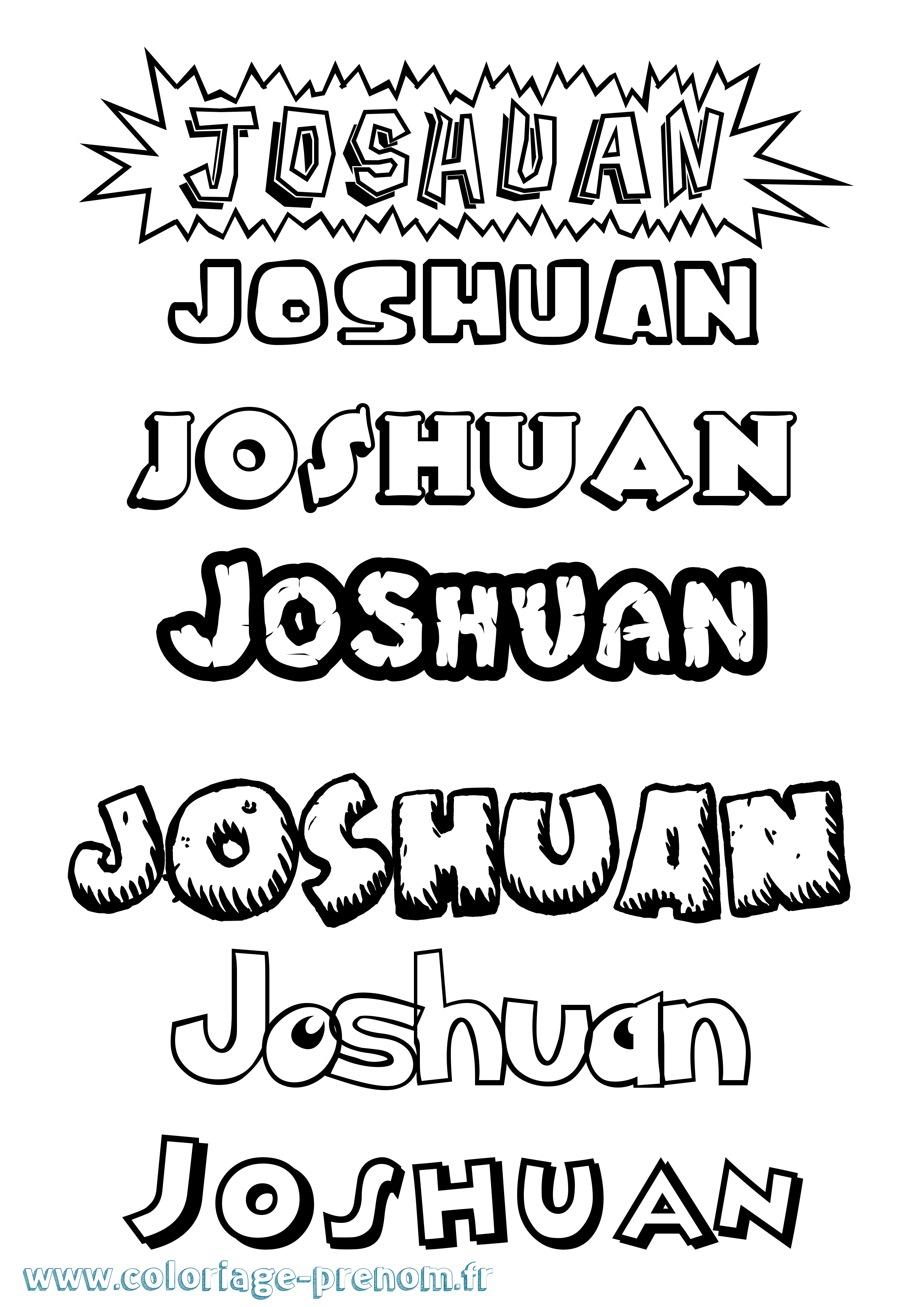 Coloriage Joshuan Dessin Animé Coloriage prénom Joshuan Dessin Animé
