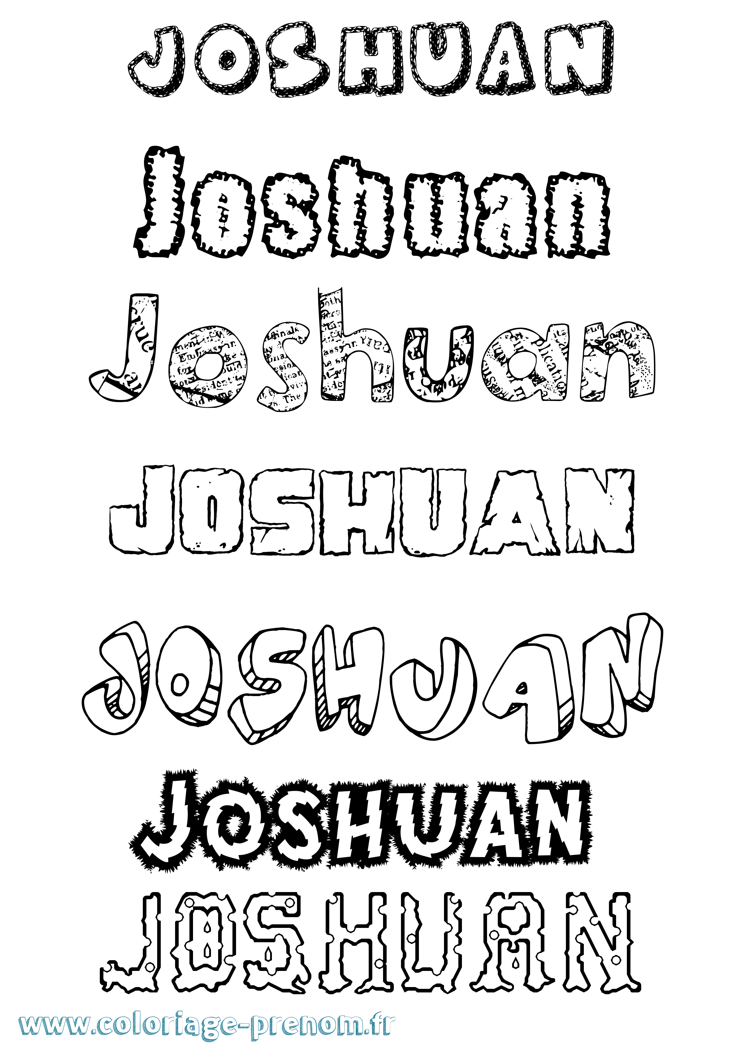 Coloriage Joshuan Destructuré Coloriage prénom Joshuan Destructuré