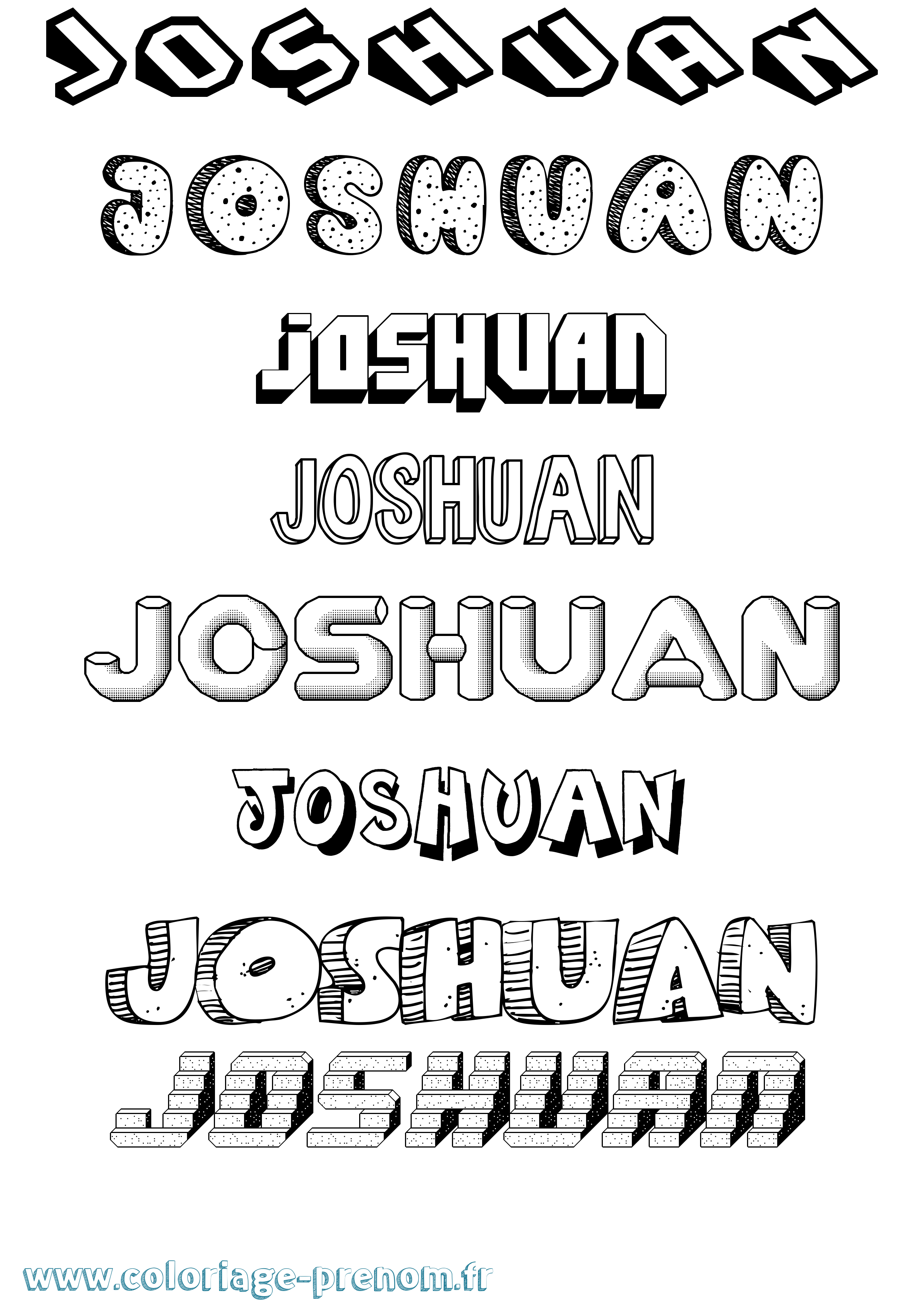 Coloriage Joshuan Effet 3D Coloriage prénom Joshuan Effet 3D