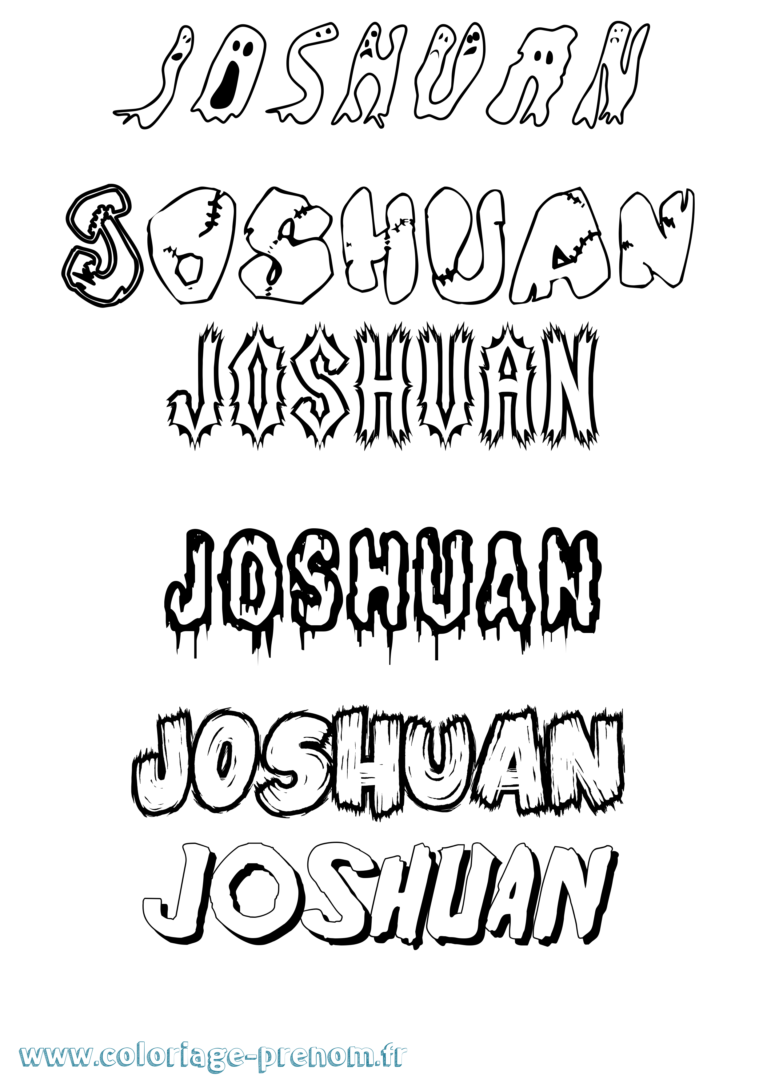 Coloriage Joshuan Frisson Coloriage prénom Joshuan Frisson