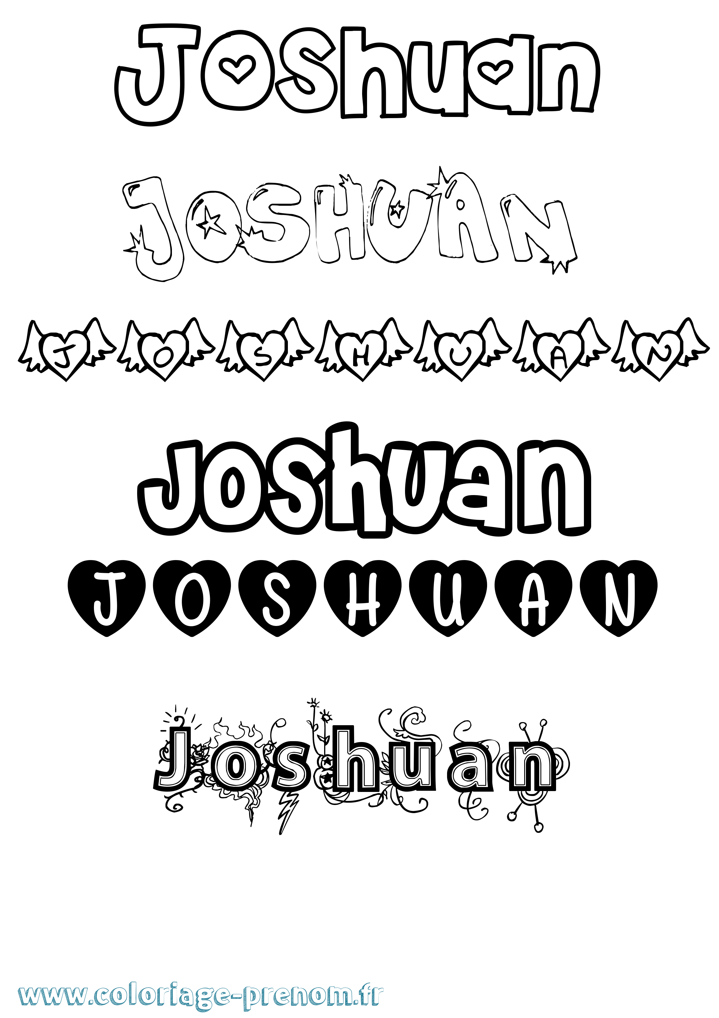 Coloriage Joshuan Girly Coloriage prénom Joshuan Girly