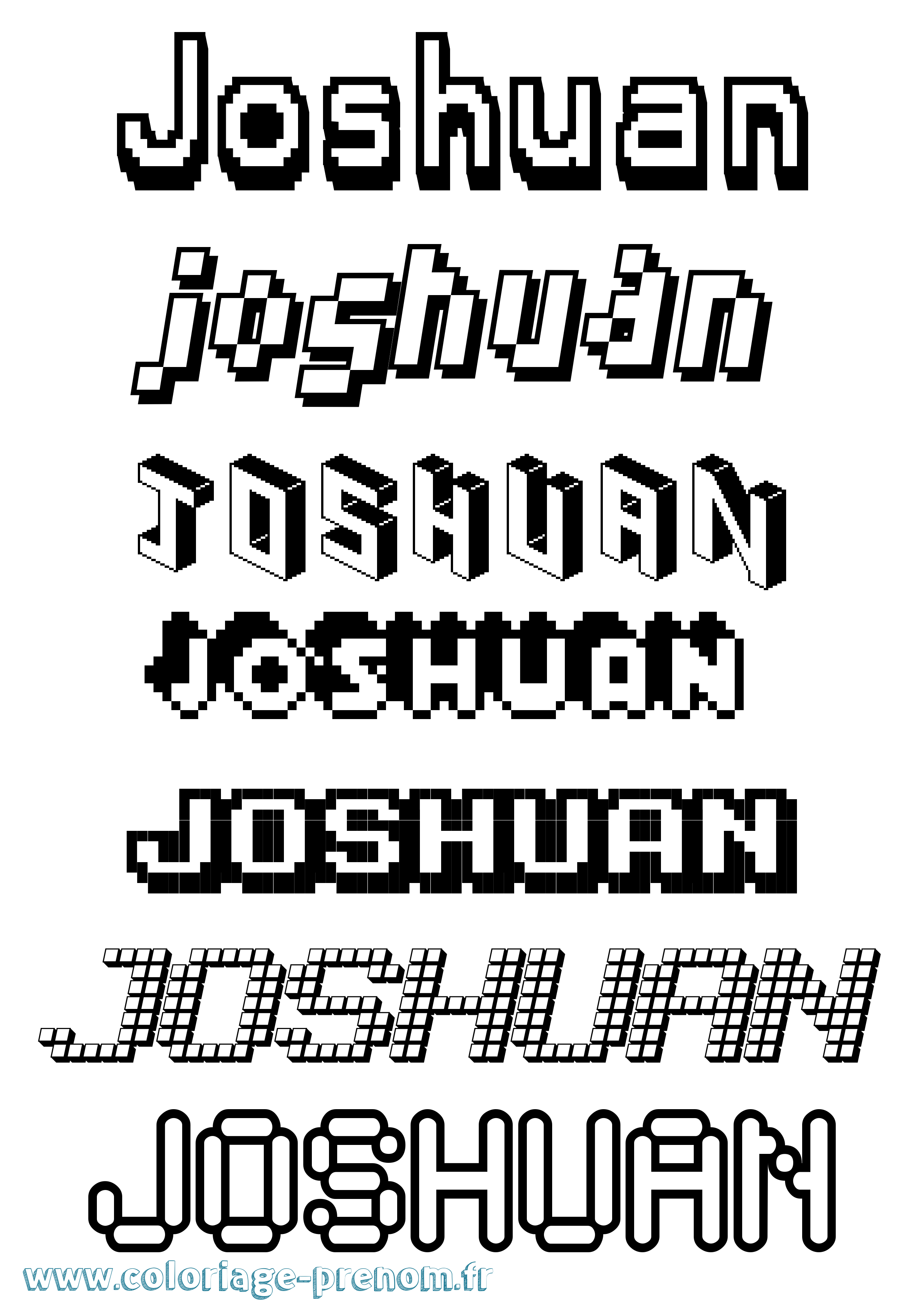 Coloriage Joshuan Pixel Coloriage prénom Joshuan Pixel