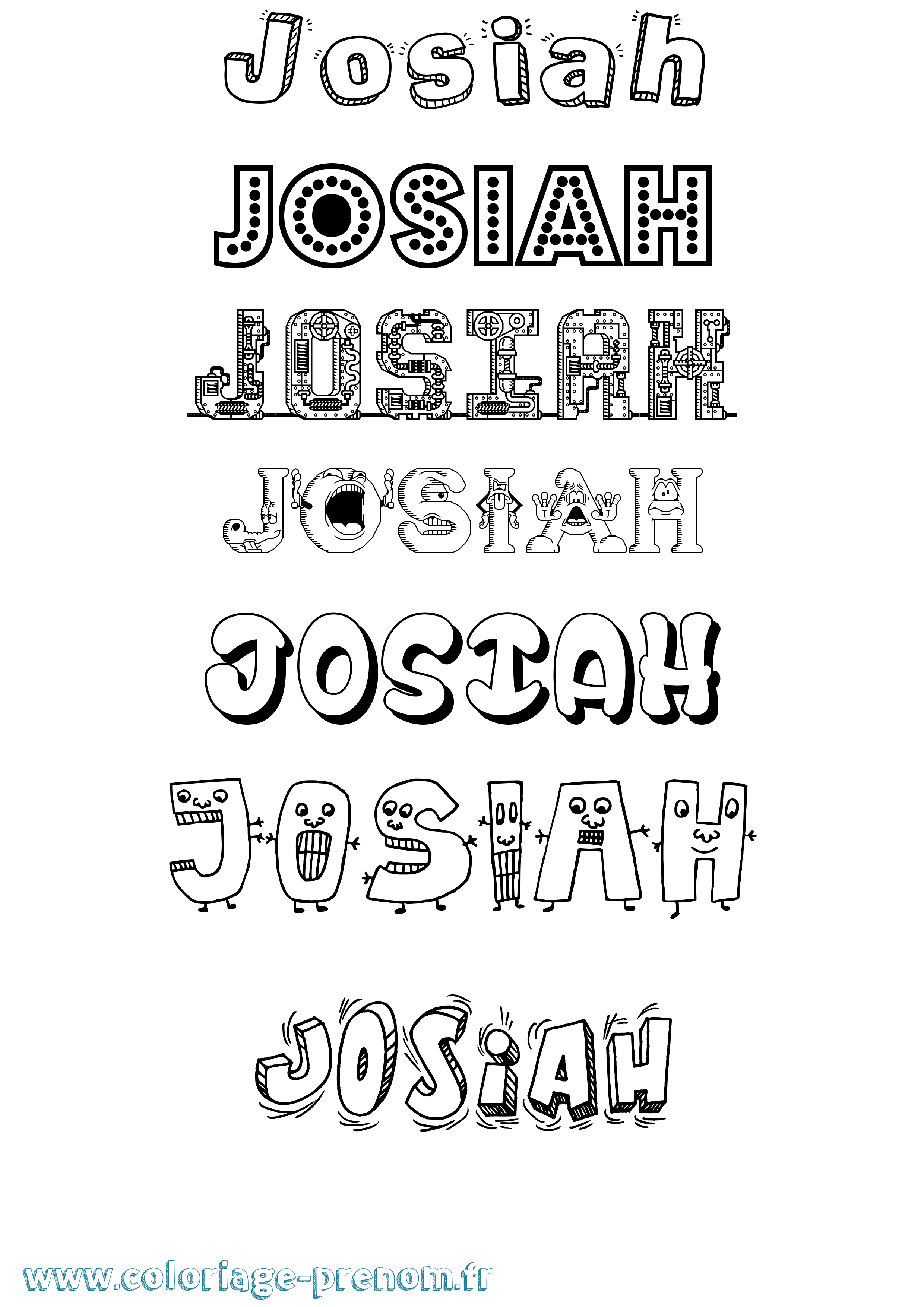 Coloriage Josiah Fun Coloriage prénom Josiah Fun