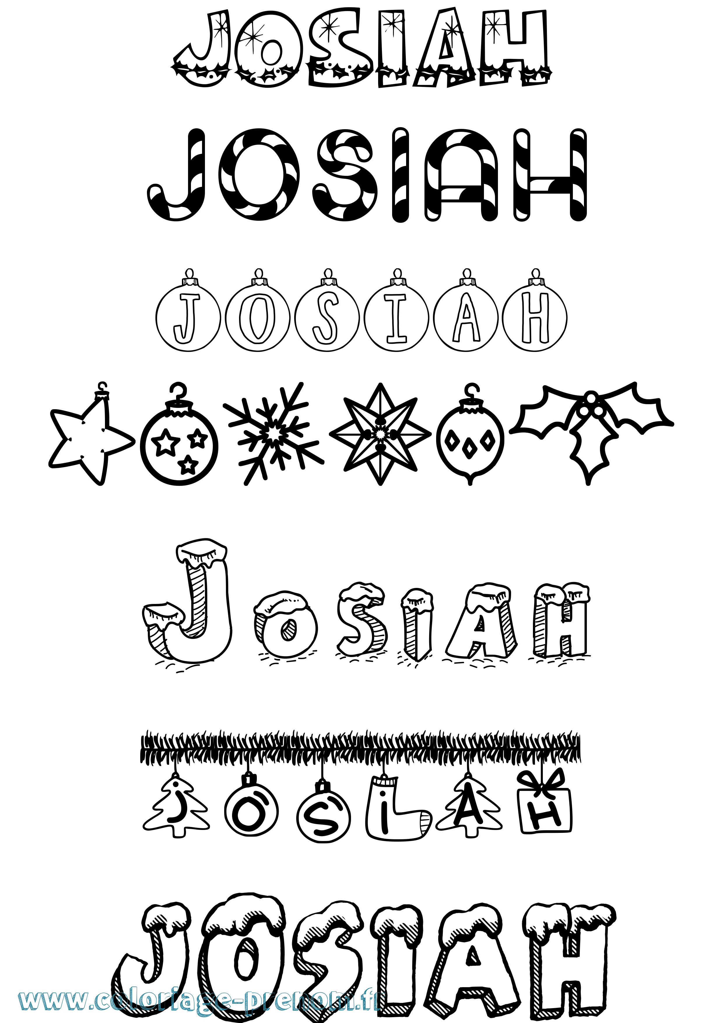 Coloriage Josiah Noël Coloriage prénom Josiah Noël