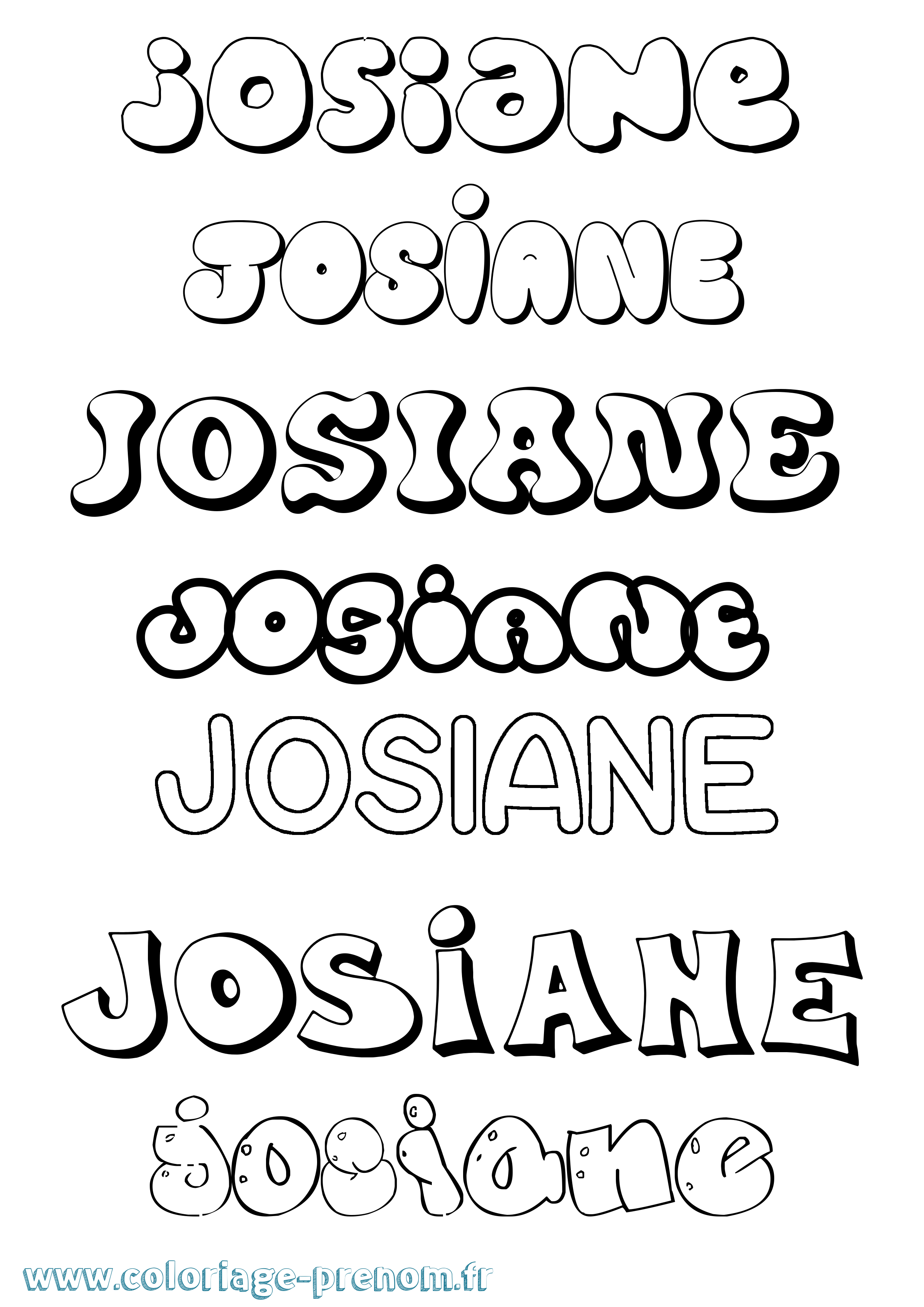 Coloriage Josiane Bubble Coloriage prénom Josiane Bubble