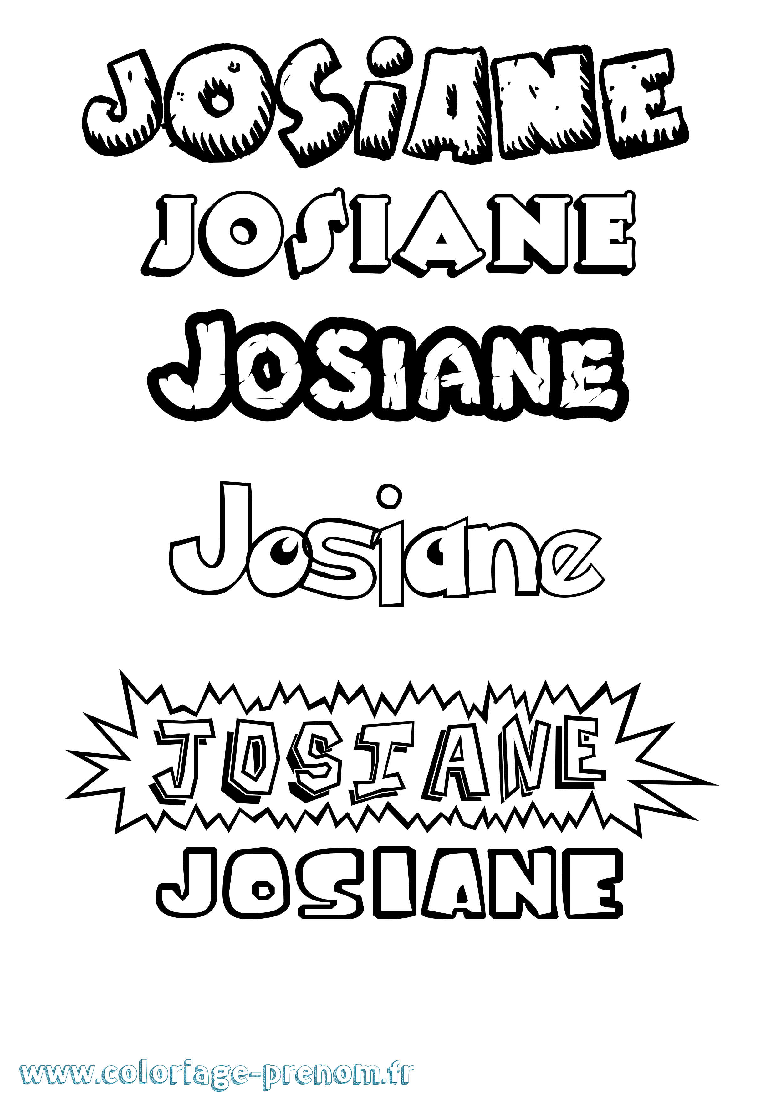 Coloriage Josiane Dessin Animé Coloriage prénom Josiane Dessin Animé
