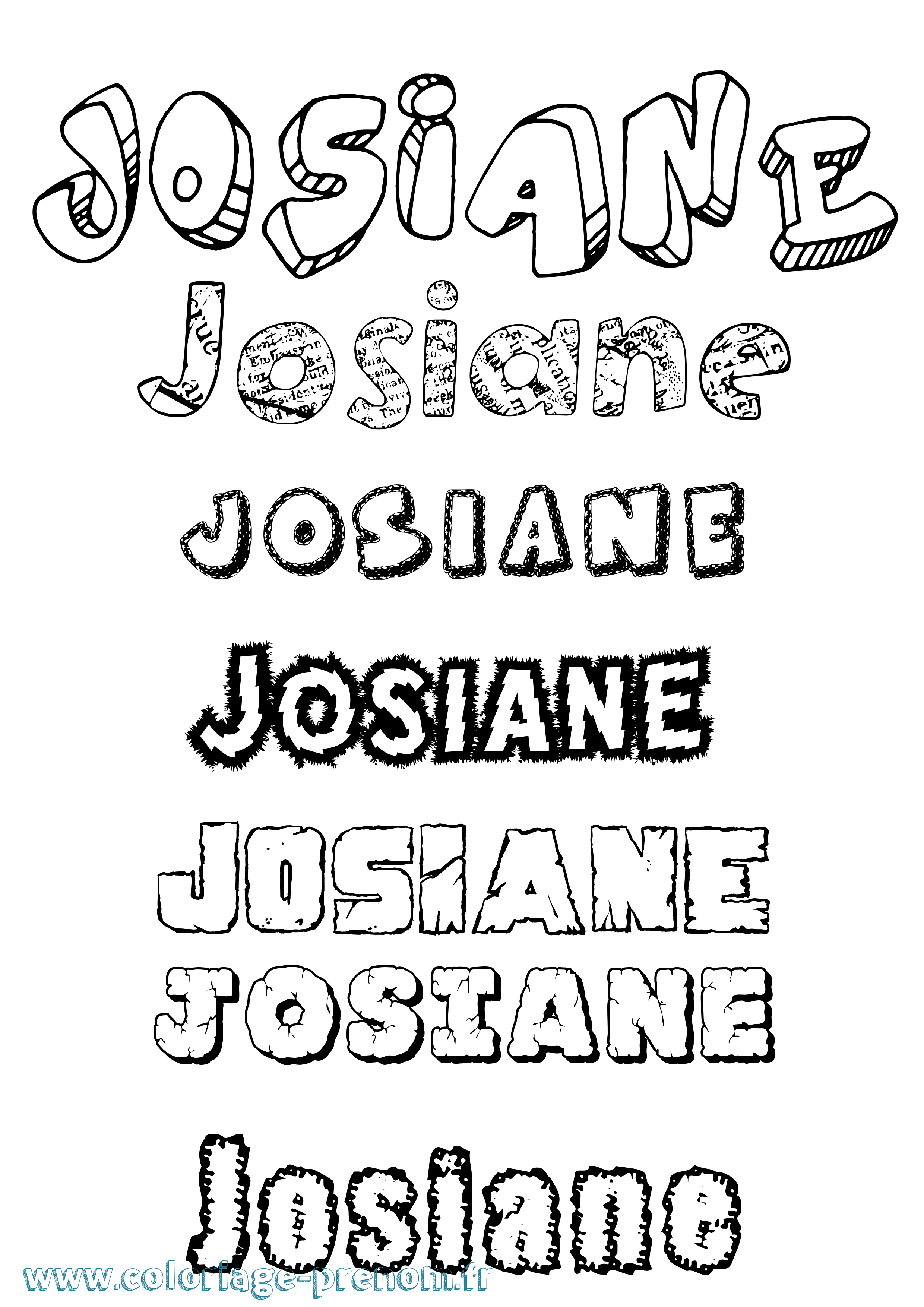 Coloriage Josiane Destructuré Coloriage prénom Josiane Destructuré