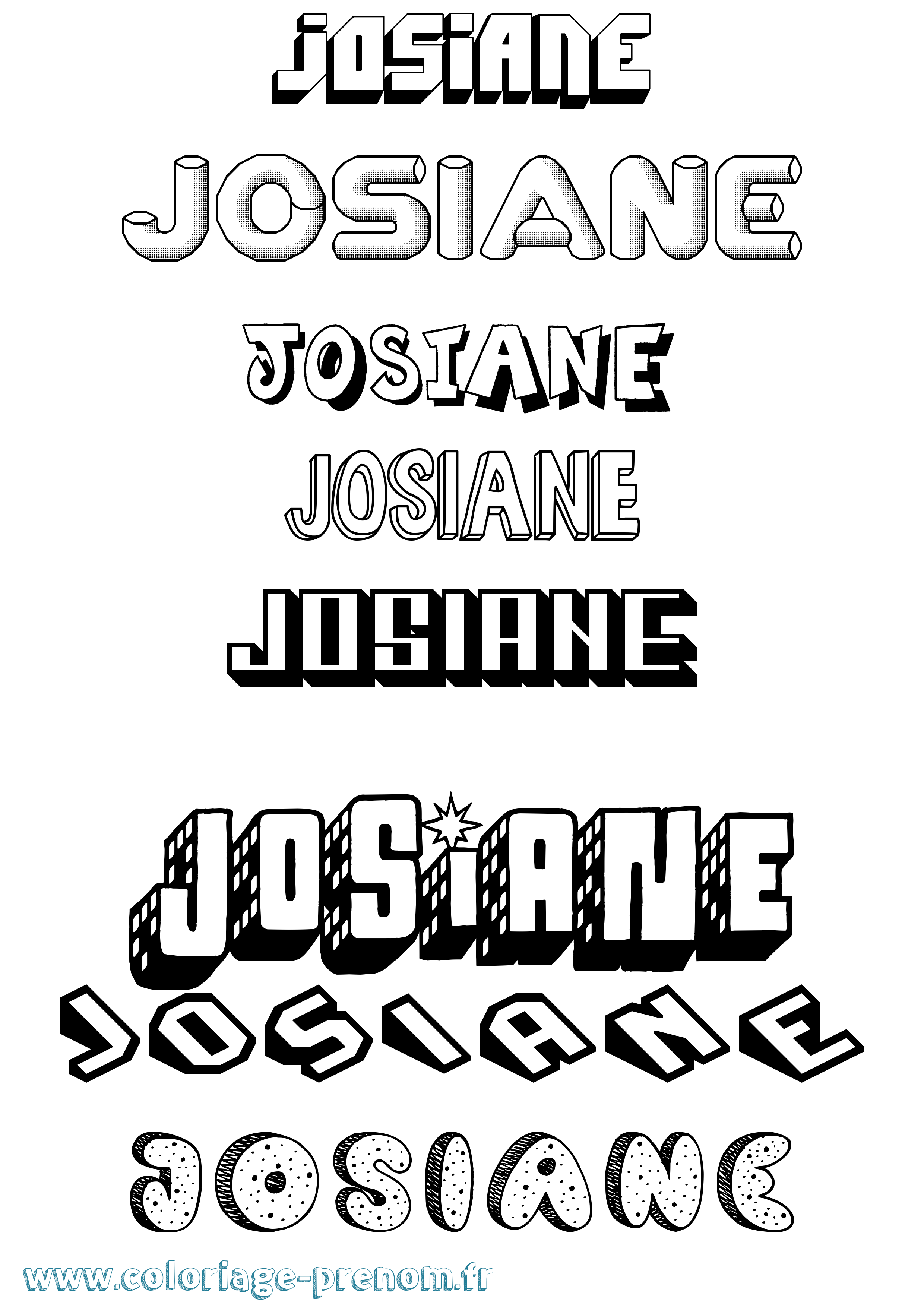 Coloriage Josiane Effet 3D Coloriage prénom Josiane Effet 3D