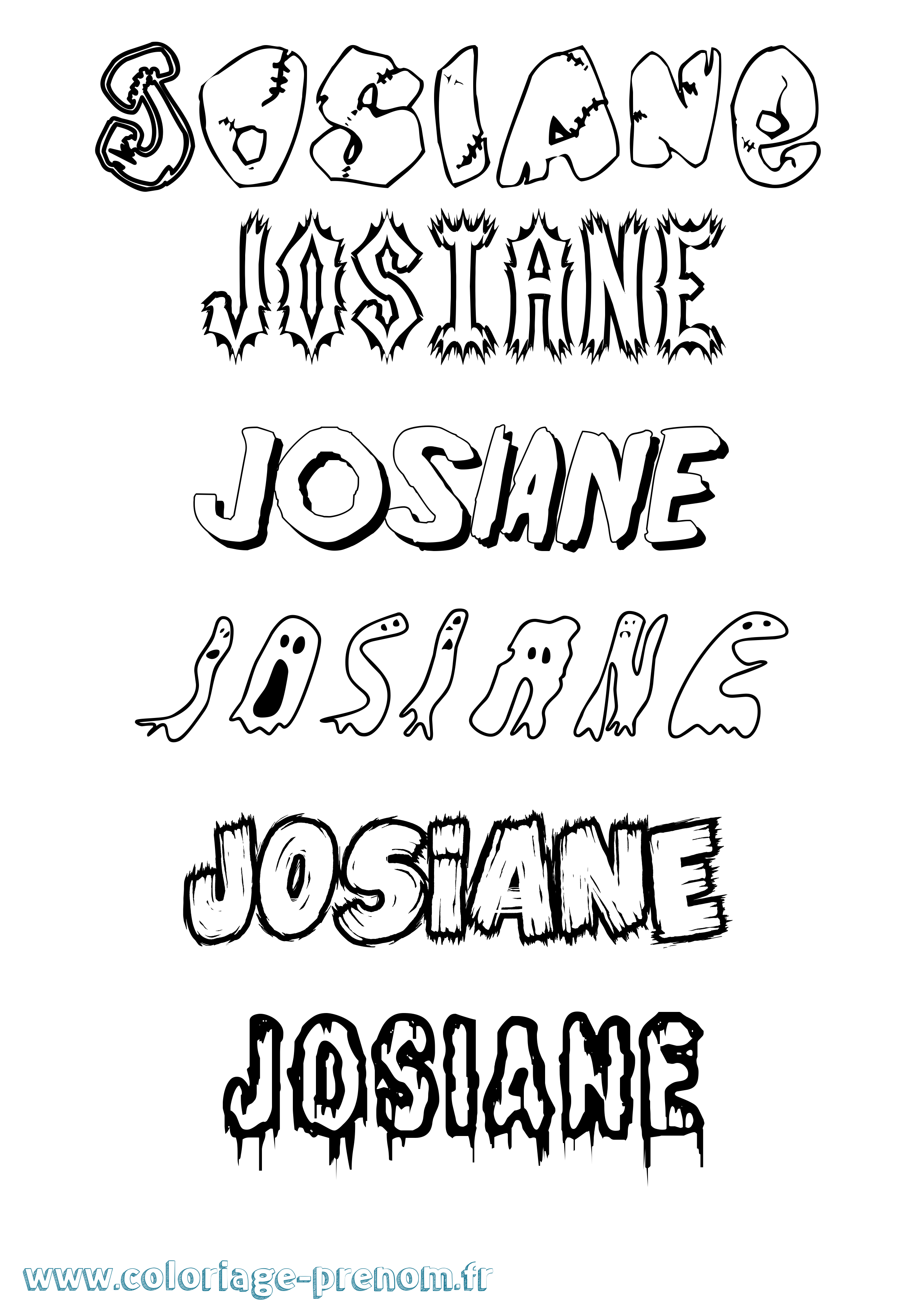 Coloriage Josiane Frisson Coloriage prénom Josiane Frisson