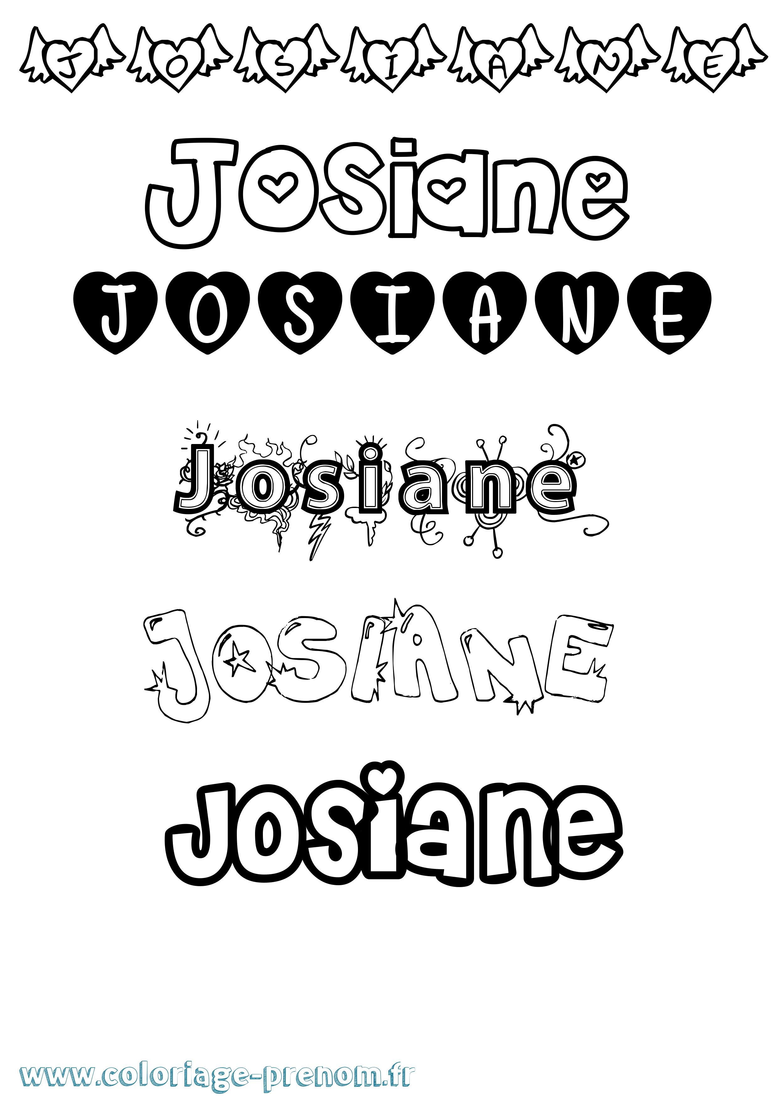 Coloriage Josiane Girly Coloriage prénom Josiane Girly