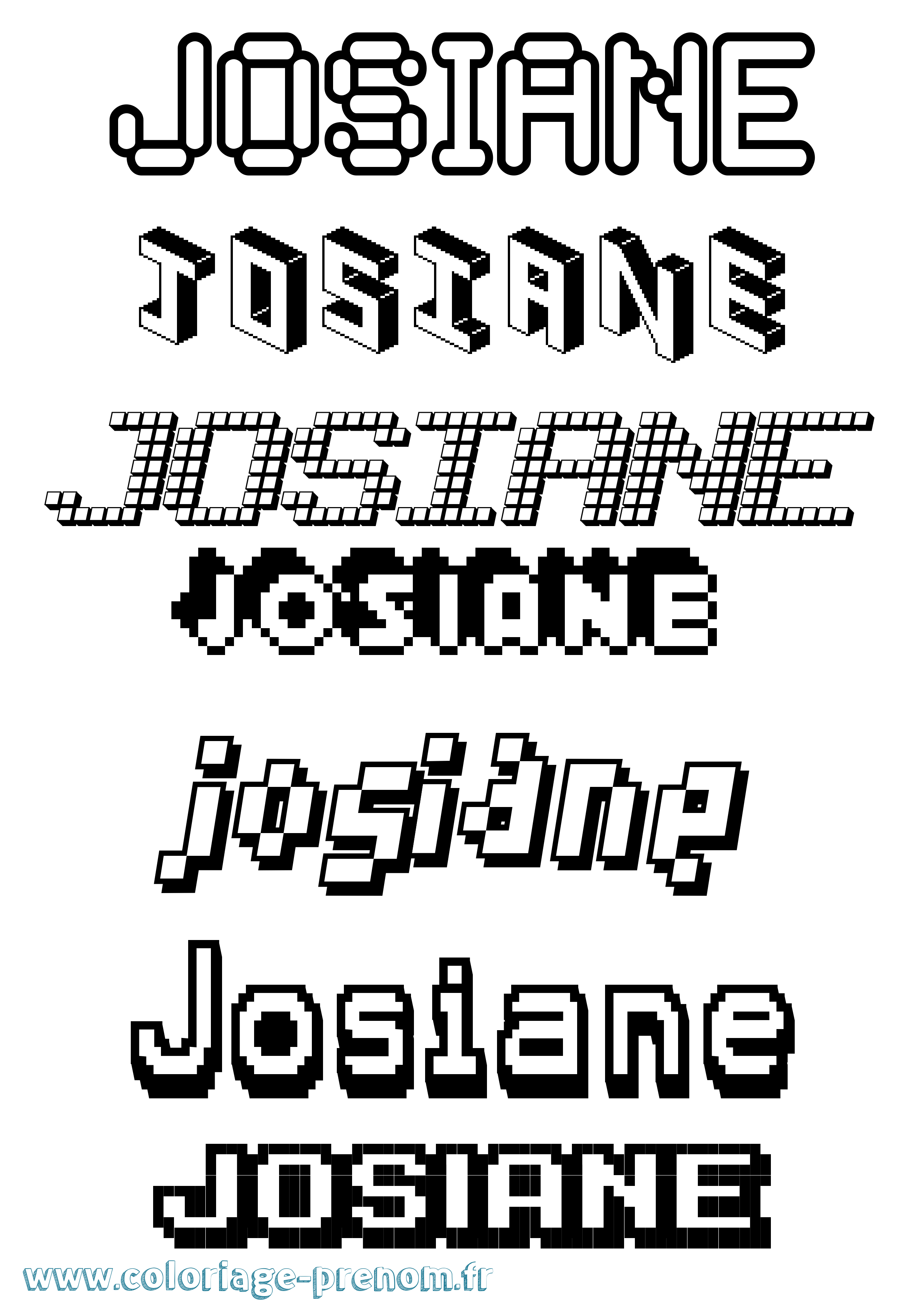 Coloriage Josiane Pixel Coloriage prénom Josiane Pixel