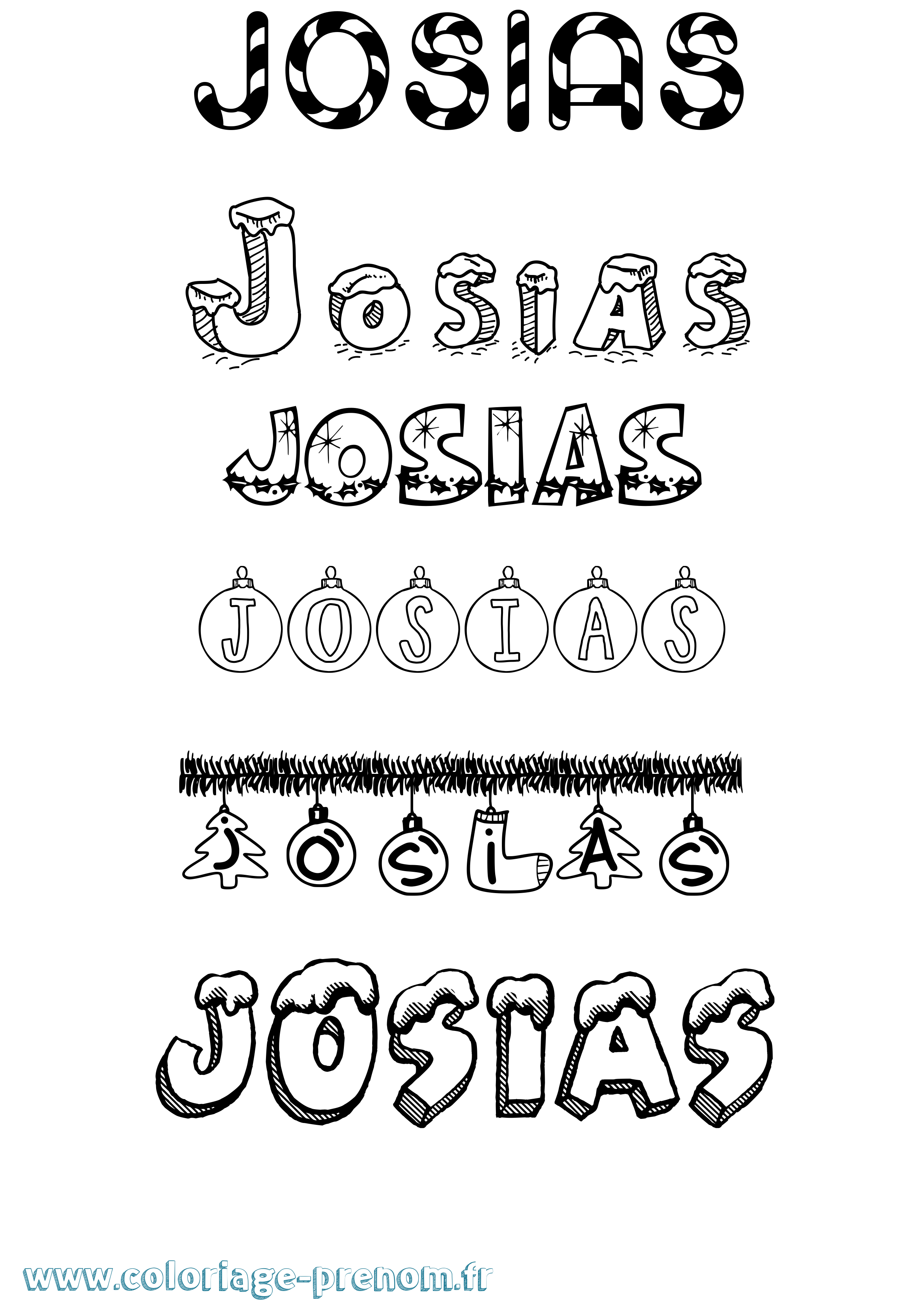 Coloriage Josias Noël Coloriage prénom Josias Noël