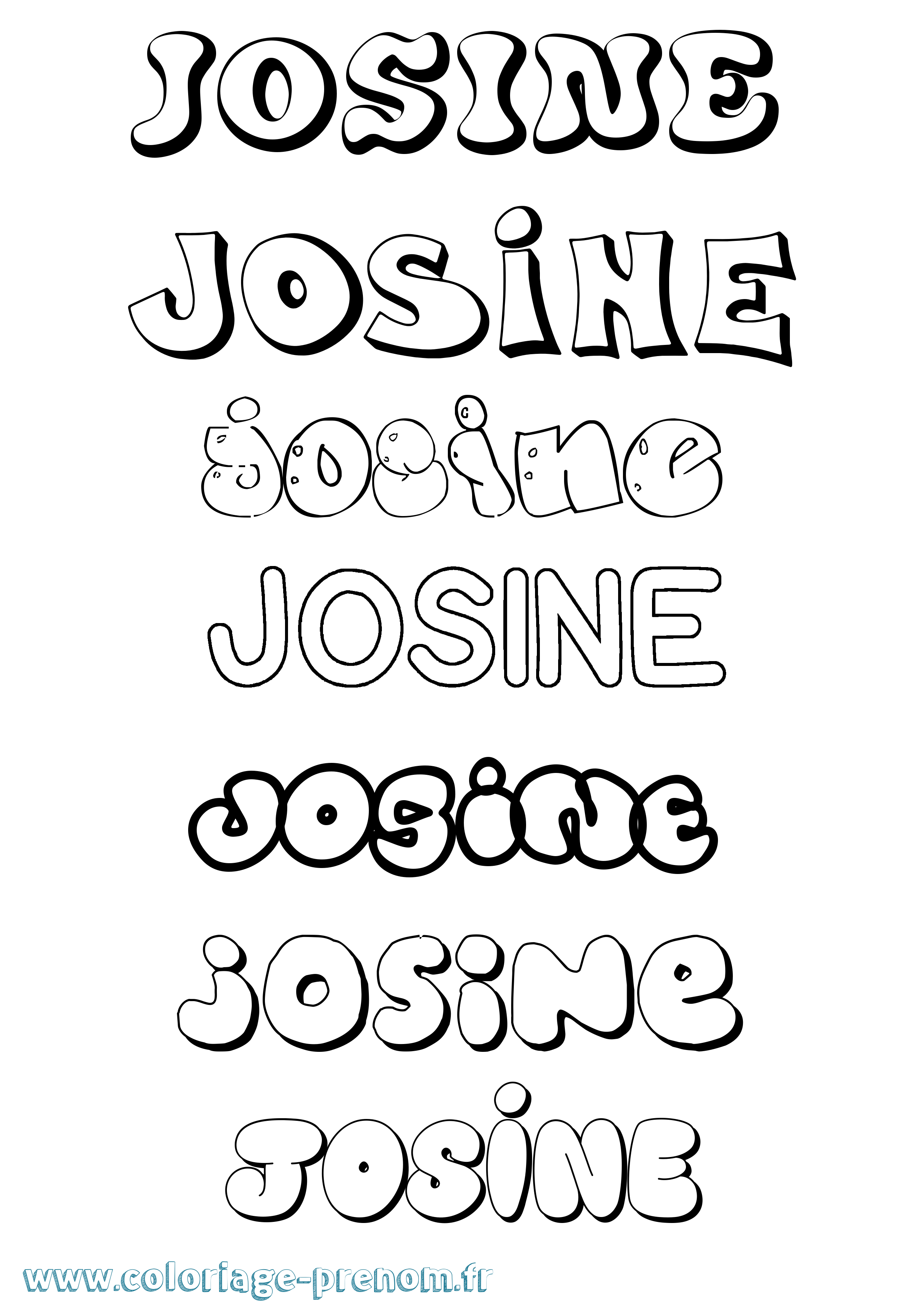 Coloriage Josine Bubble Coloriage prénom Josine Bubble