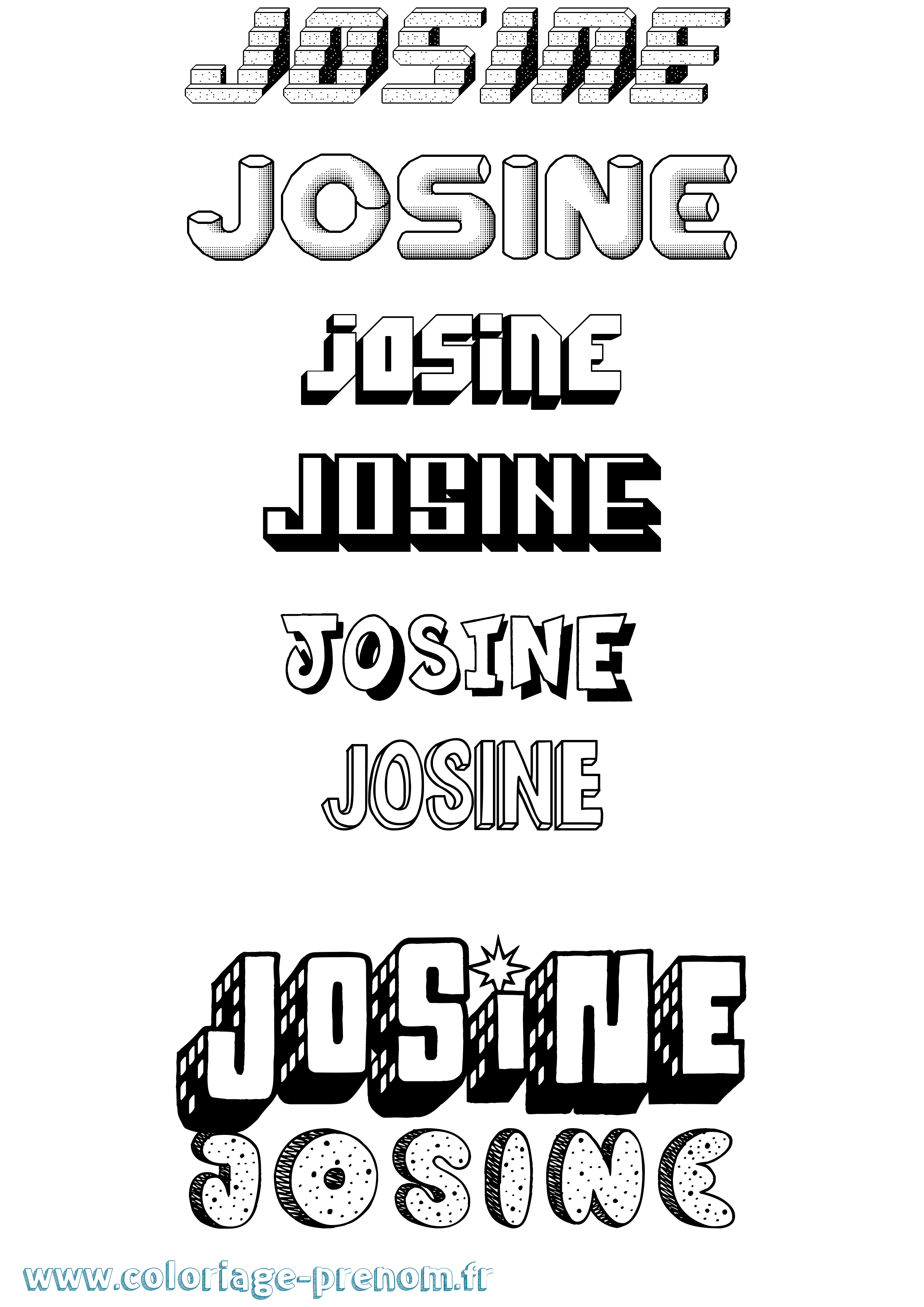 Coloriage Josine Effet 3D Coloriage prénom Josine Effet 3D