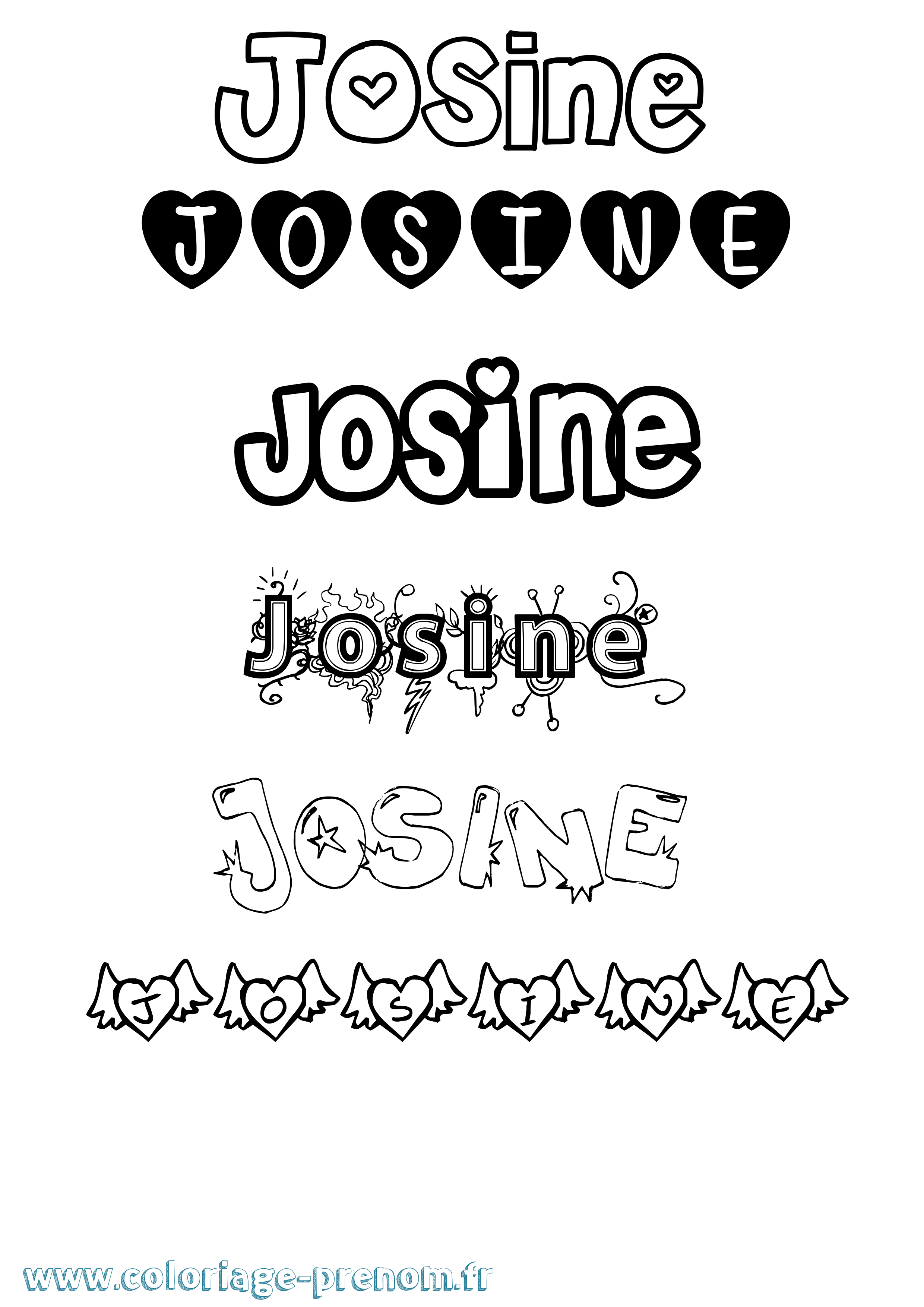 Coloriage Josine Girly Coloriage prénom Josine Girly