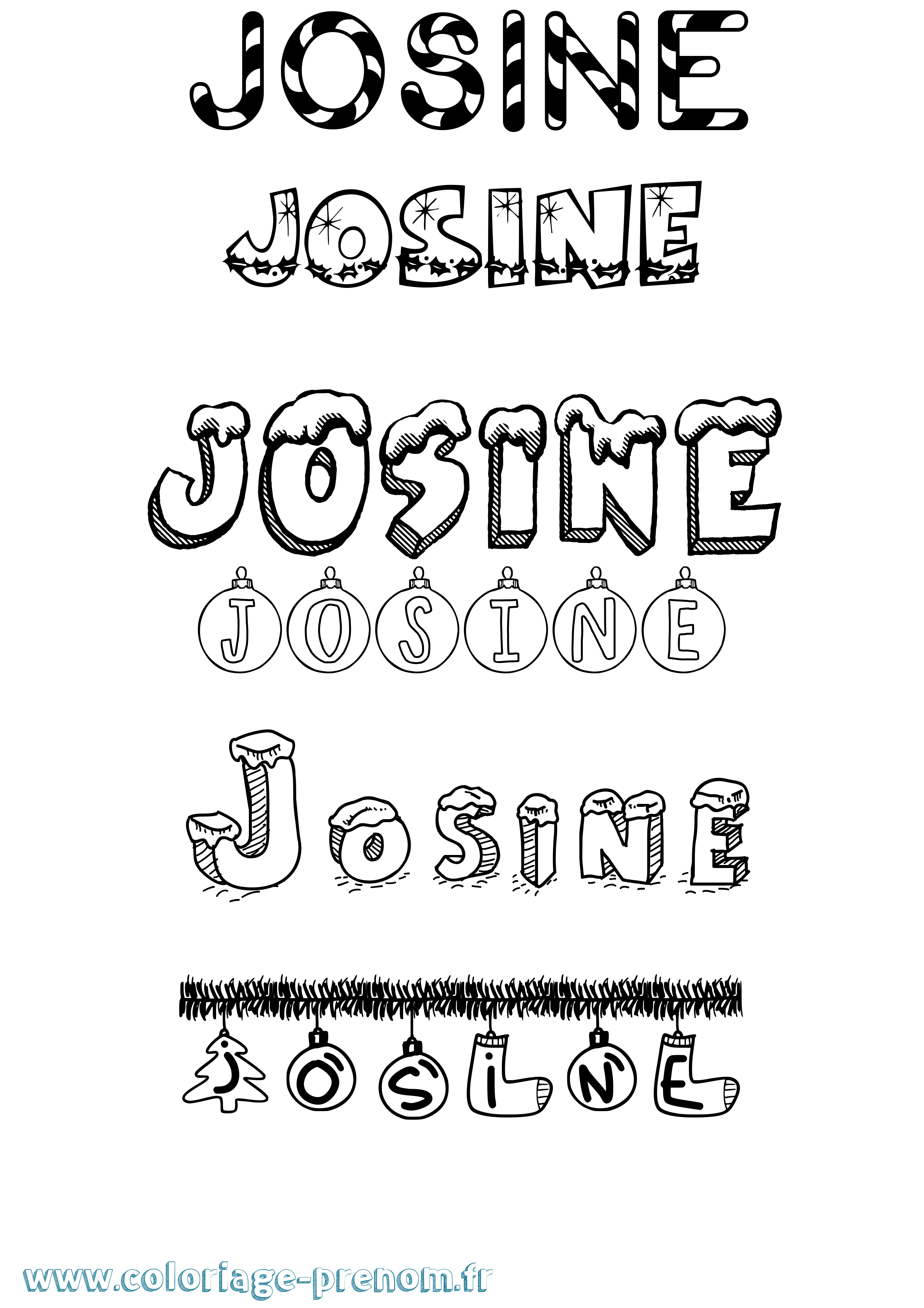 Coloriage Josine Noël Coloriage prénom Josine Noël