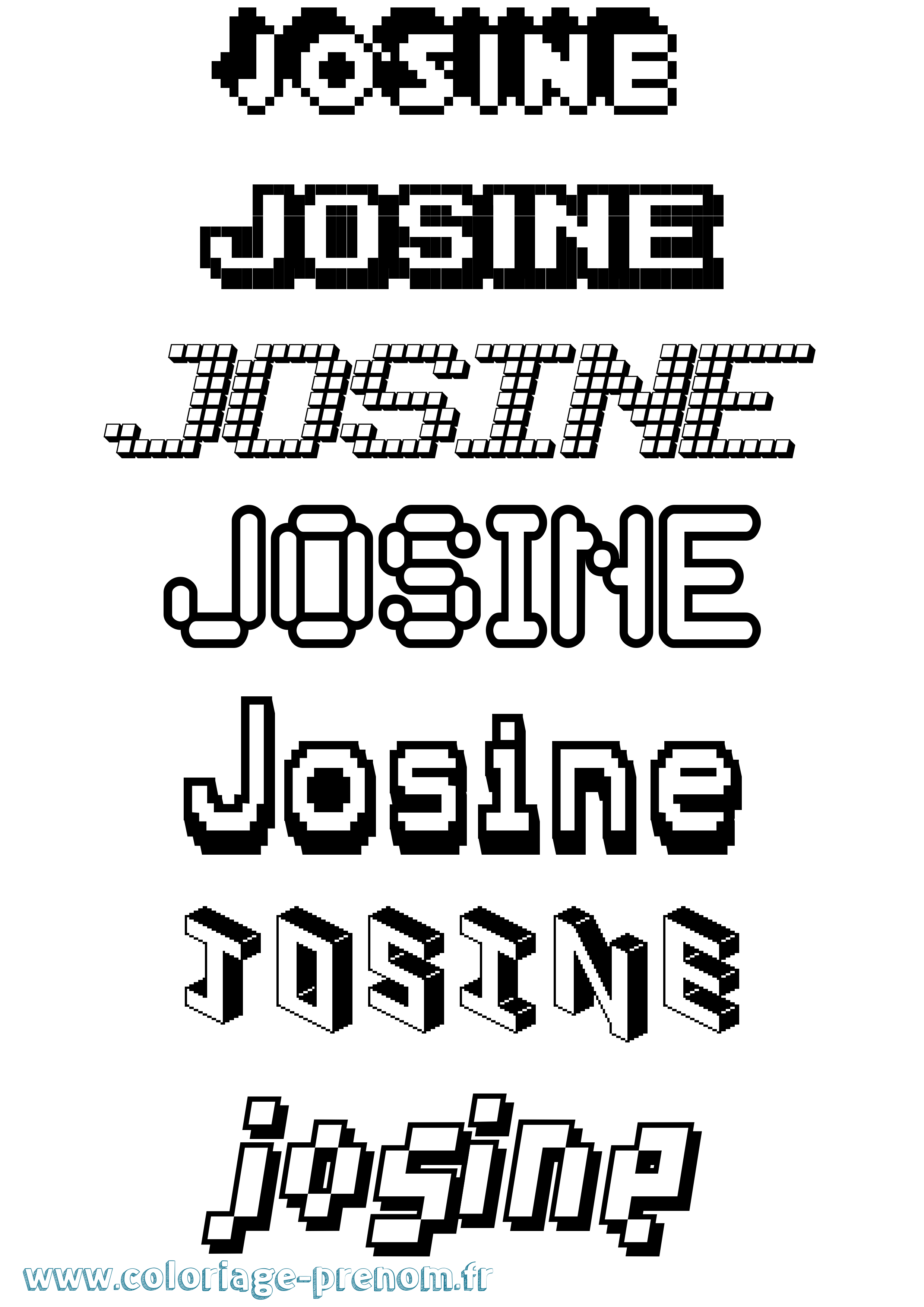 Coloriage Josine Pixel Coloriage prénom Josine Pixel