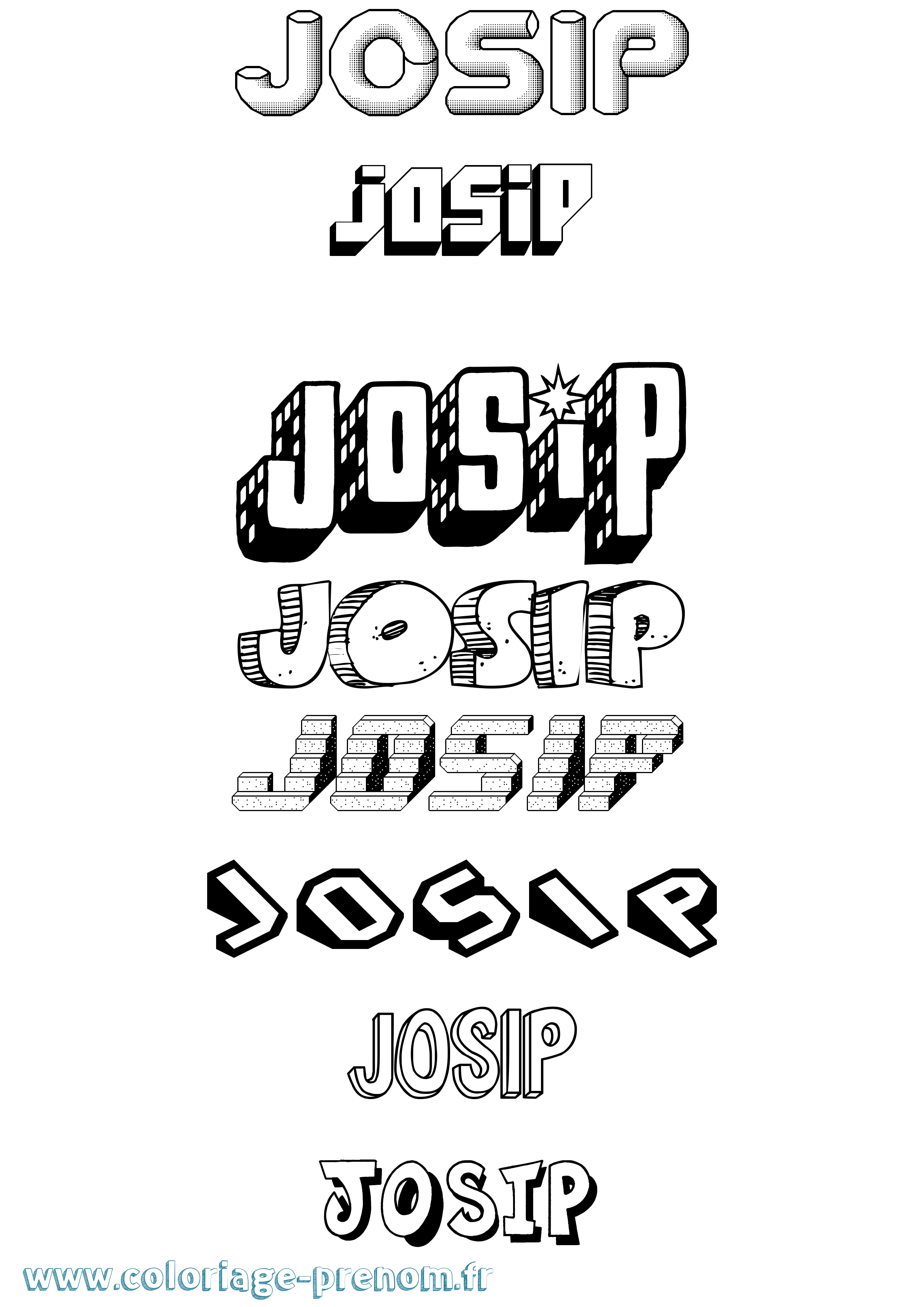 Coloriage Josip Effet 3D Coloriage prénom Josip Effet 3D