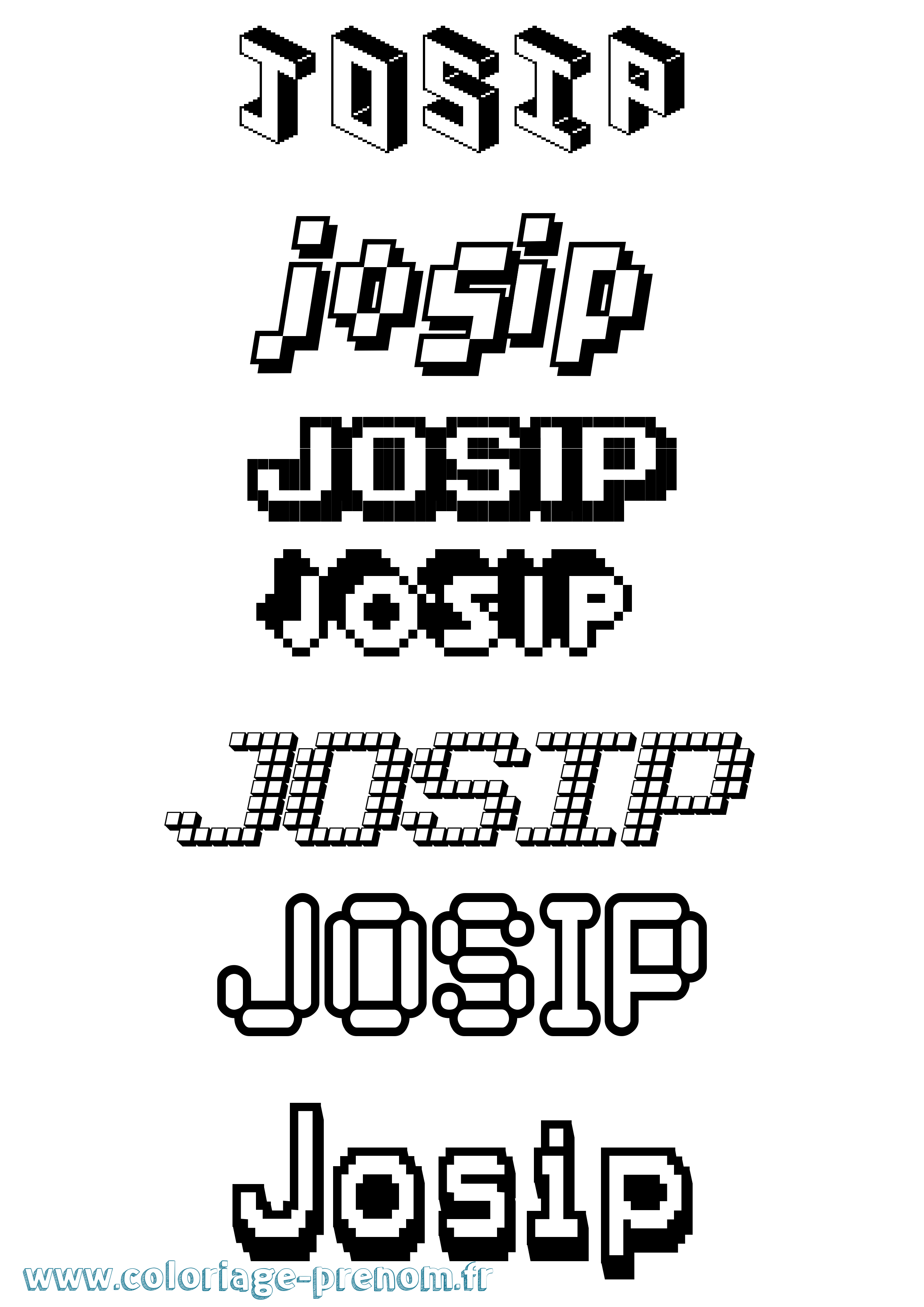 Coloriage Josip Pixel Coloriage prénom Josip Pixel