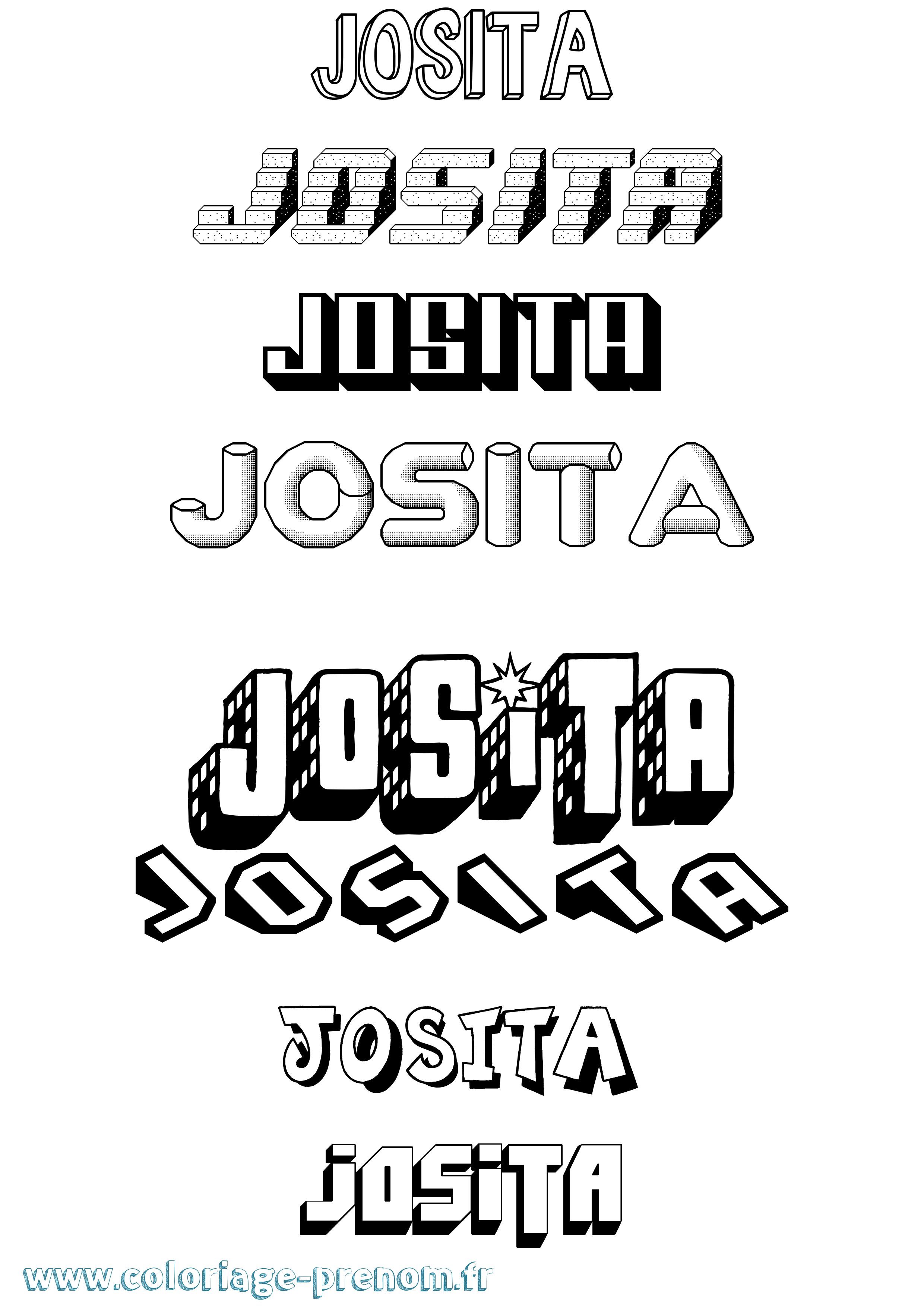 Coloriage Josita Effet 3D Coloriage prénom Josita Effet 3D