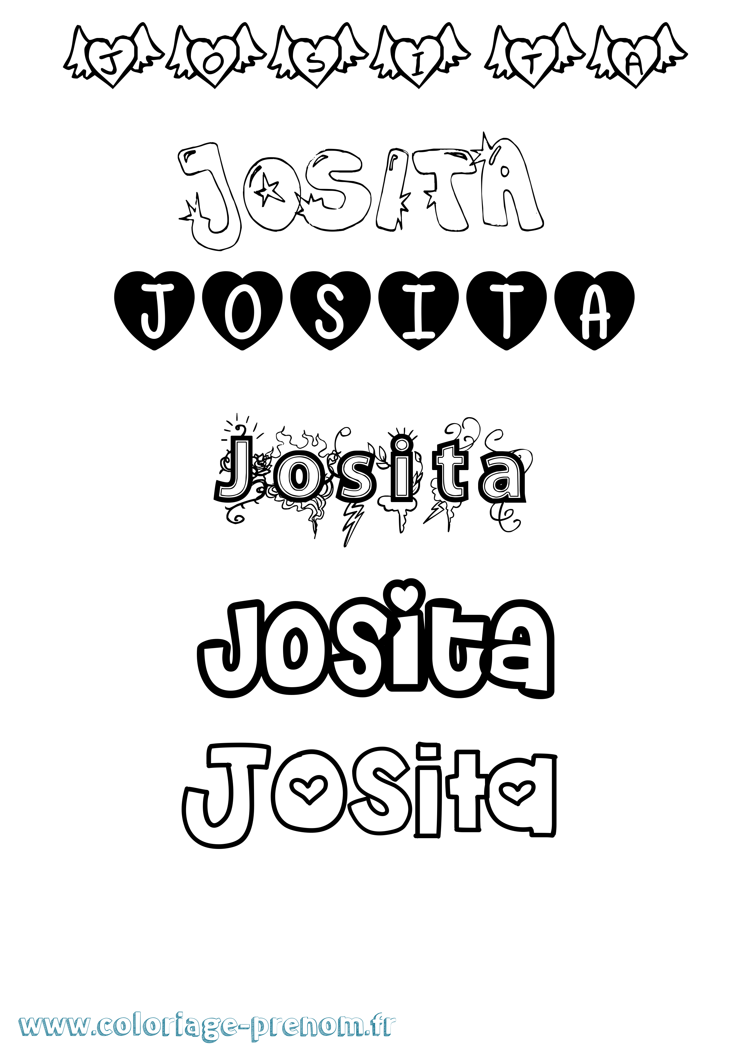 Coloriage Josita Girly Coloriage prénom Josita Girly