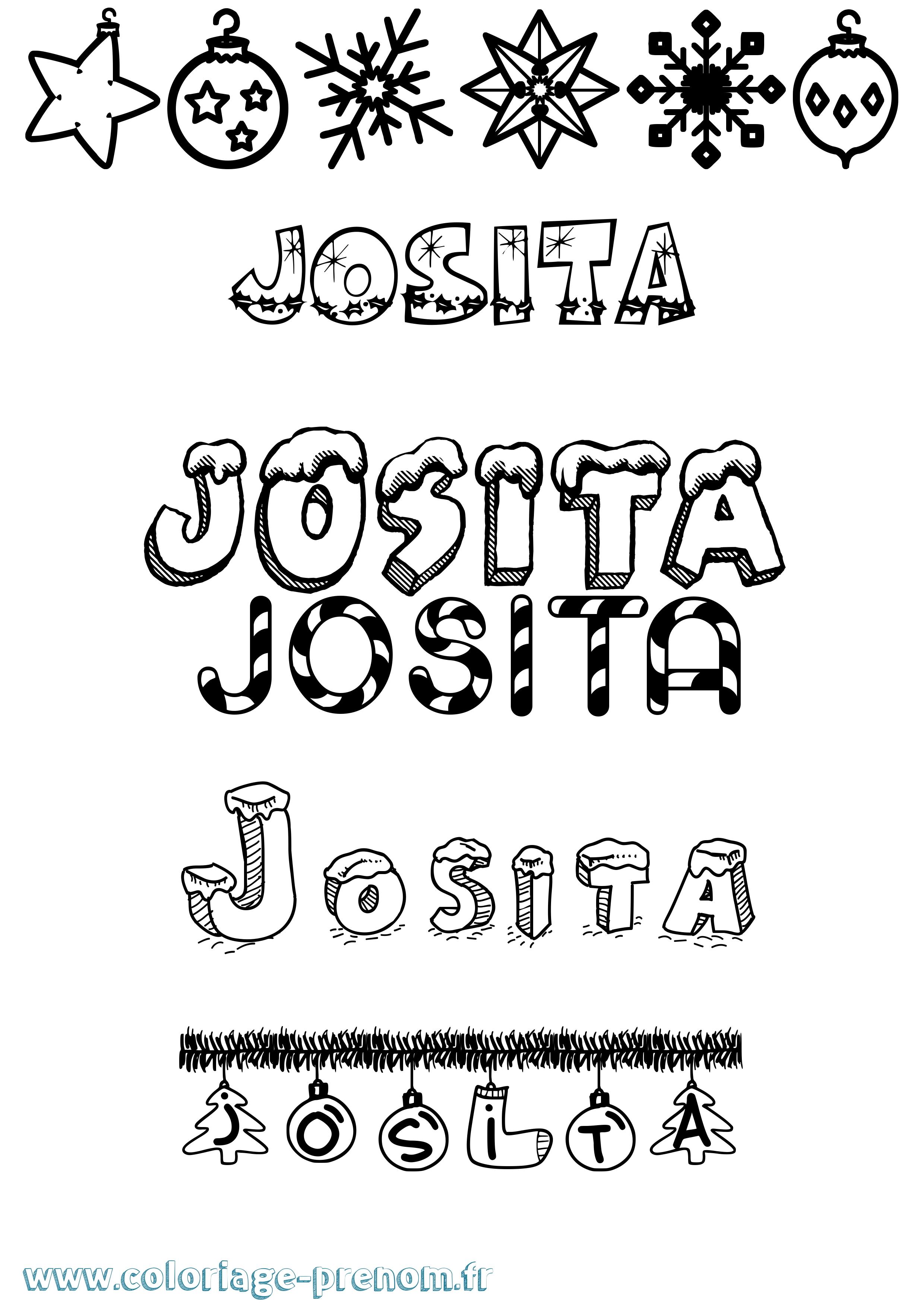 Coloriage Josita Noël Coloriage prénom Josita Noël