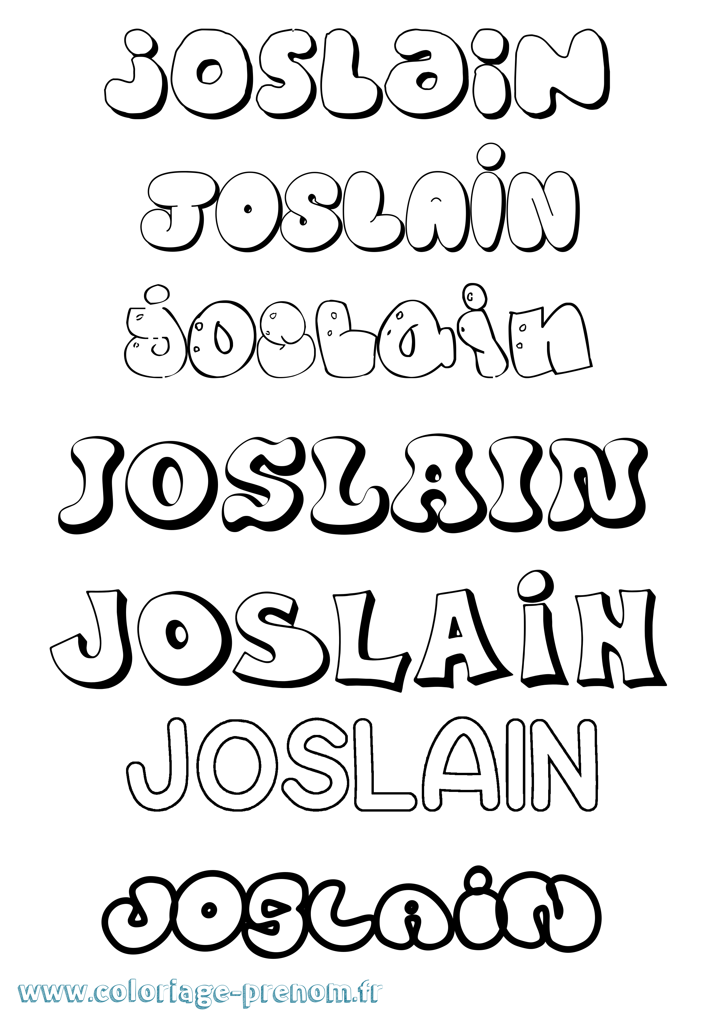 Coloriage Joslain Bubble Coloriage prénom Joslain Bubble