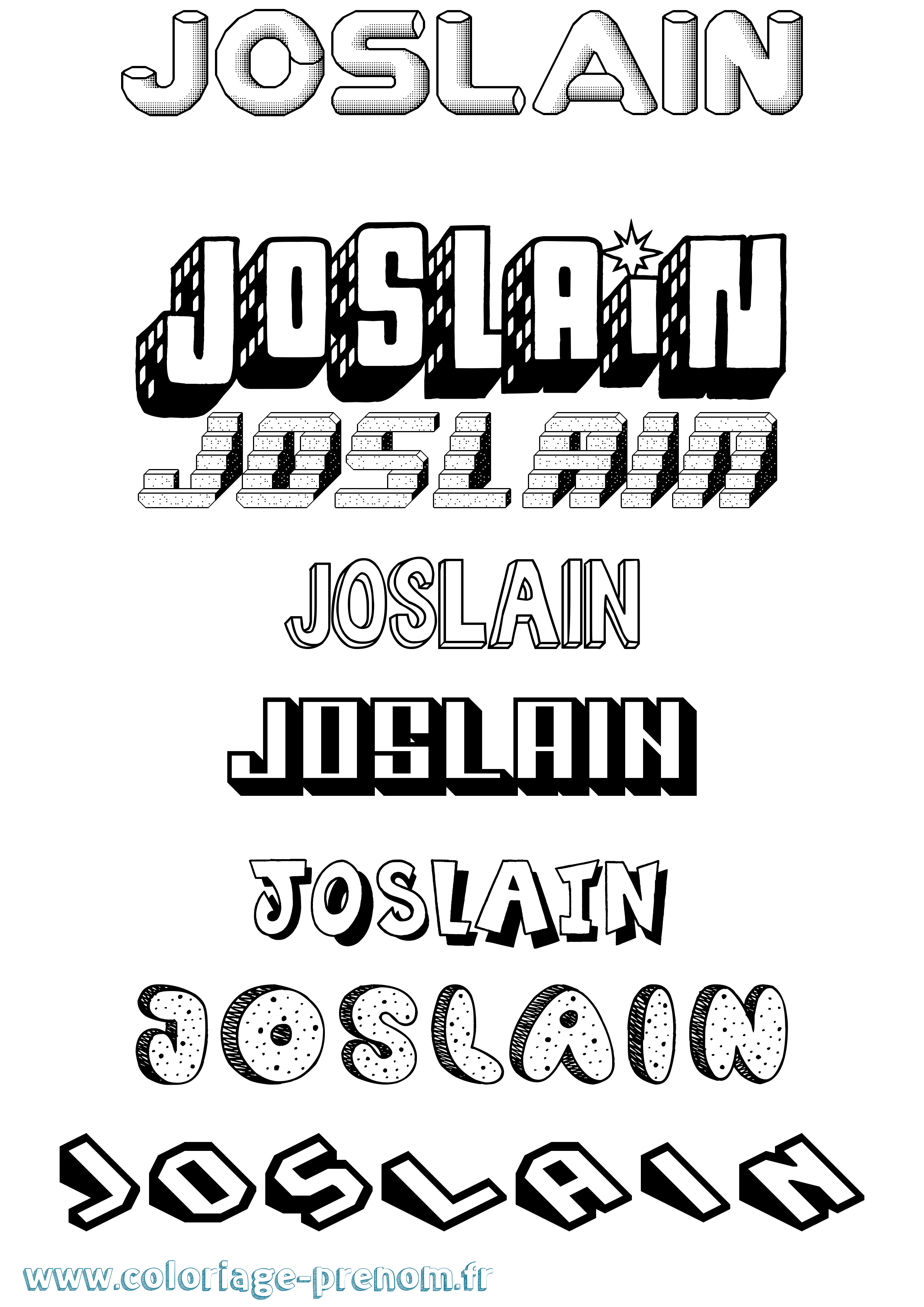 Coloriage Joslain Effet 3D Coloriage prénom Joslain Effet 3D