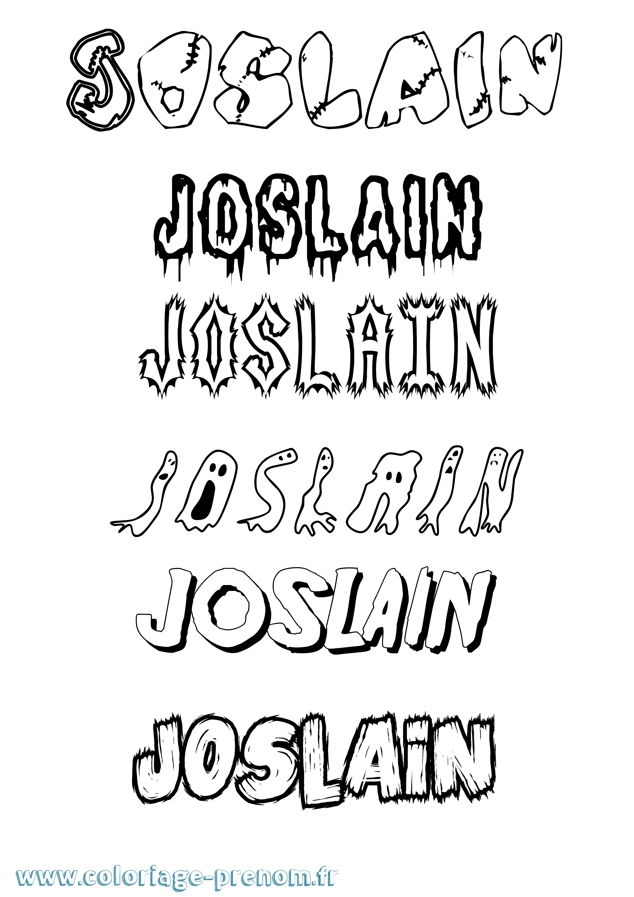 Coloriage Joslain Frisson Coloriage prénom Joslain Frisson