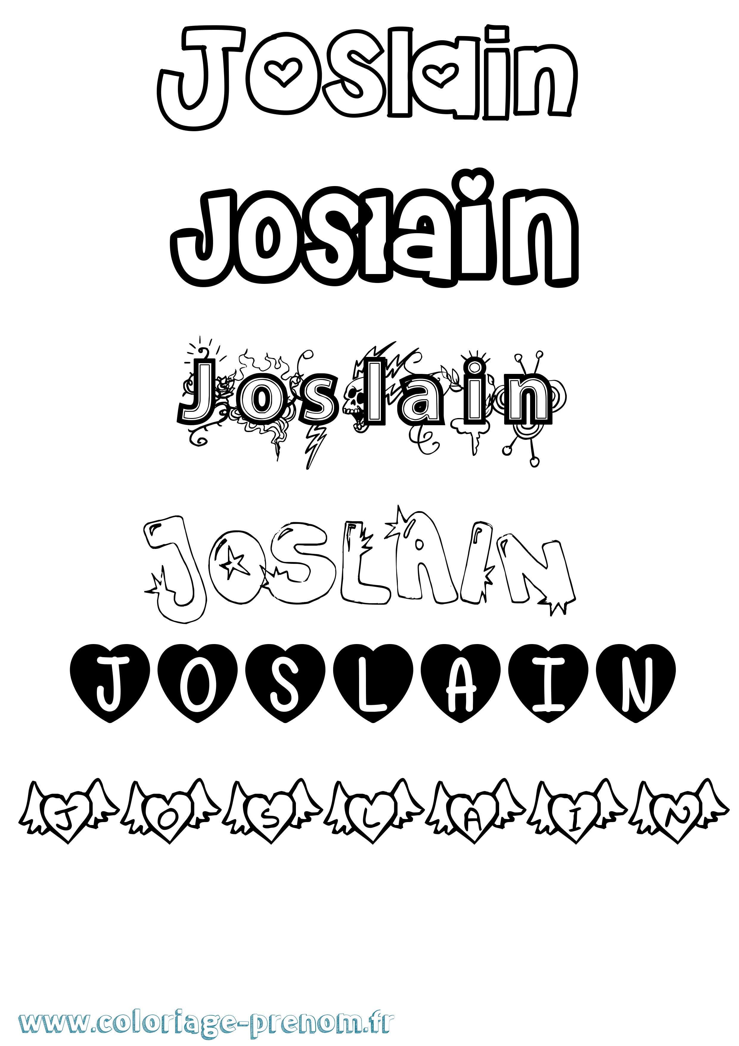 Coloriage Joslain Girly Coloriage prénom Joslain Girly