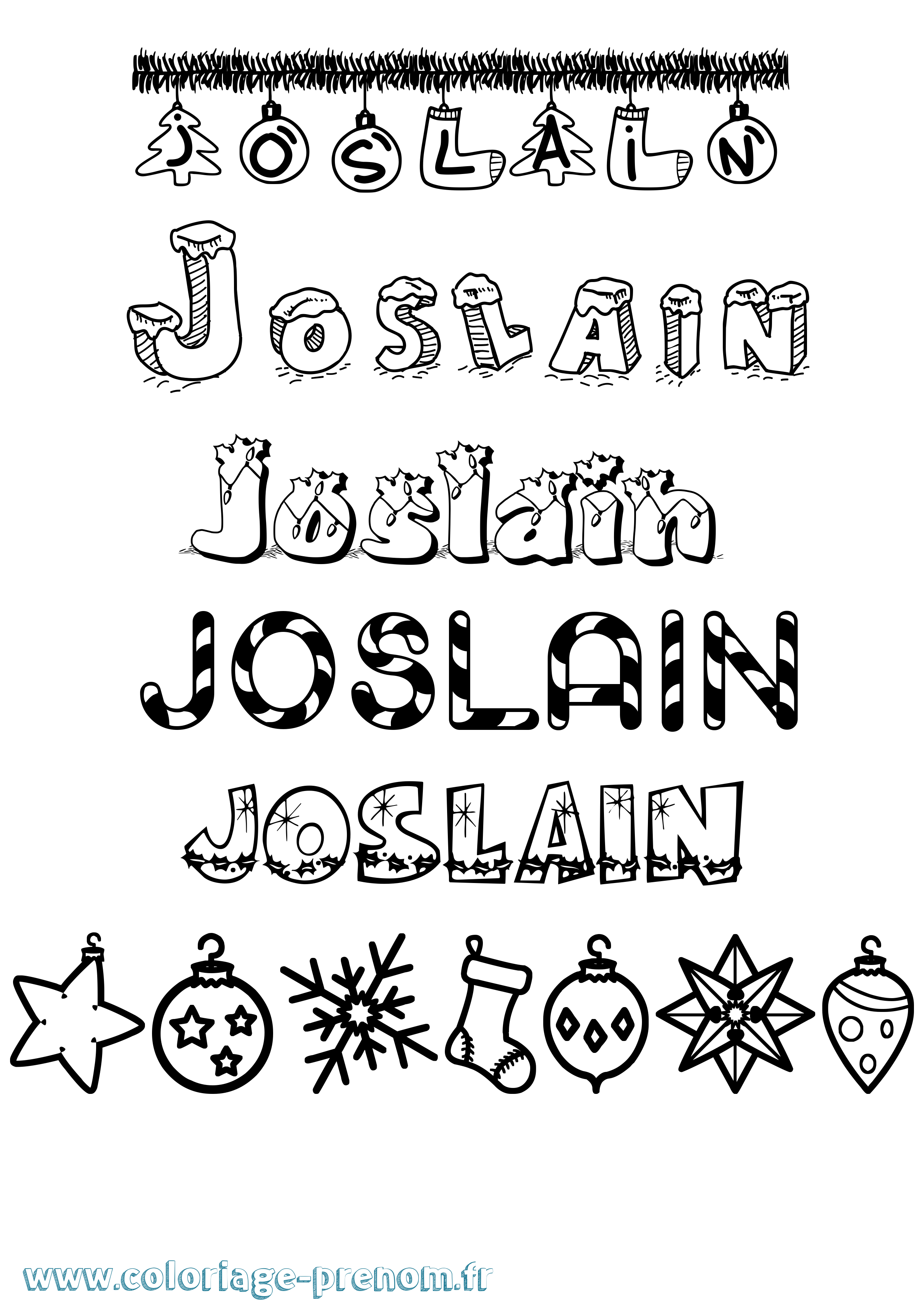 Coloriage Joslain Noël Coloriage prénom Joslain Noël