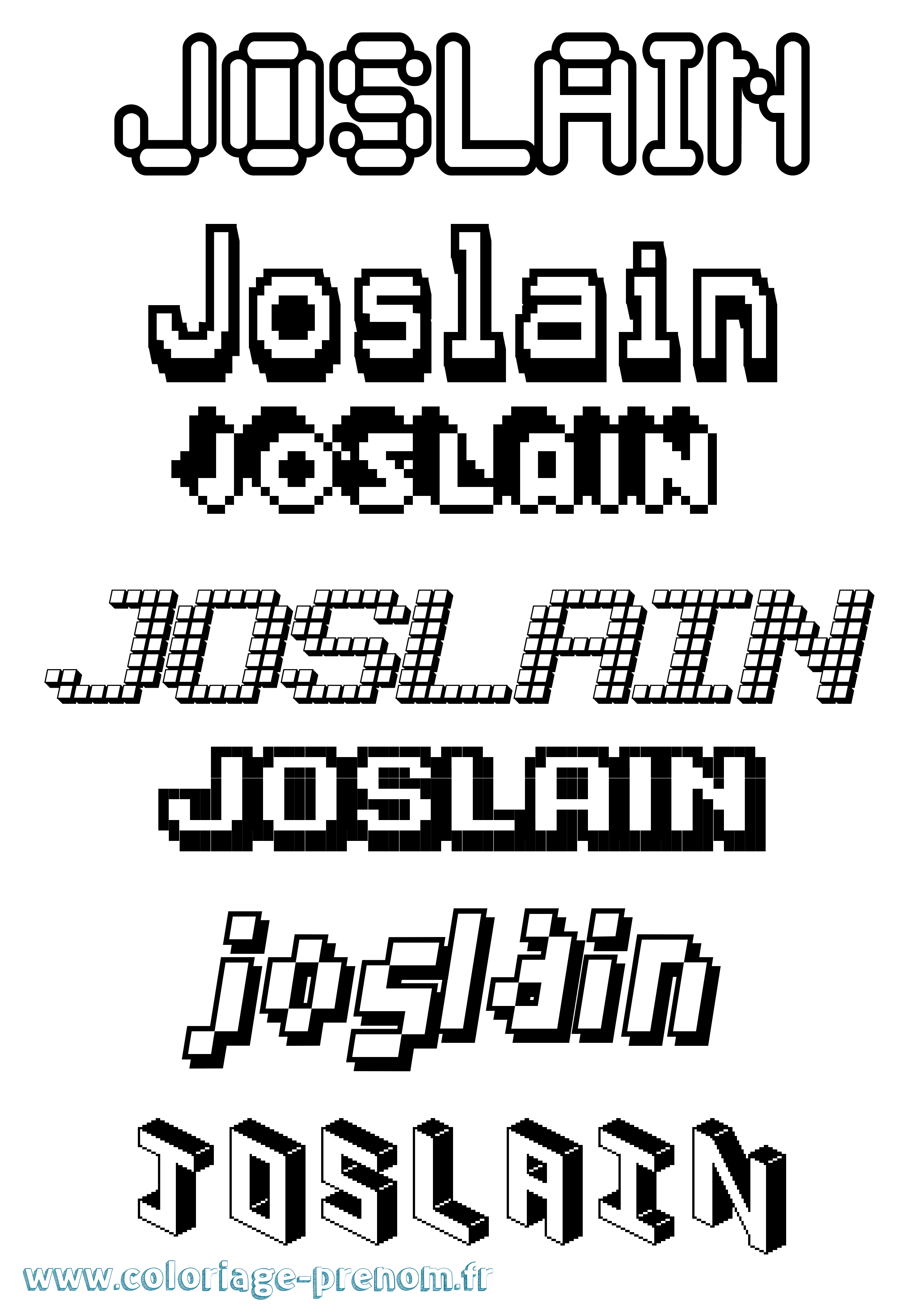 Coloriage Joslain Pixel Coloriage prénom Joslain Pixel