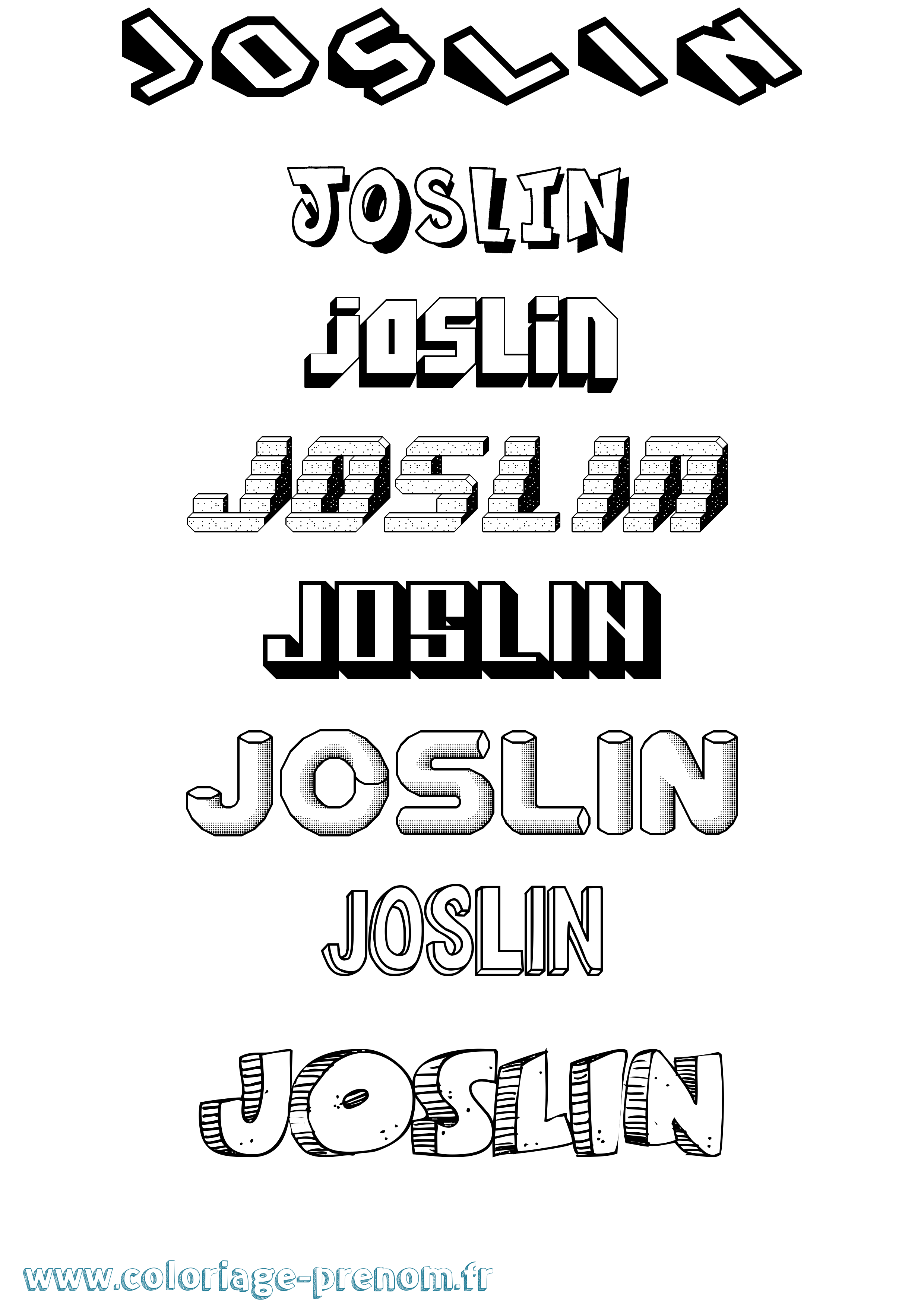 Coloriage Joslin Effet 3D Coloriage prénom Joslin Effet 3D