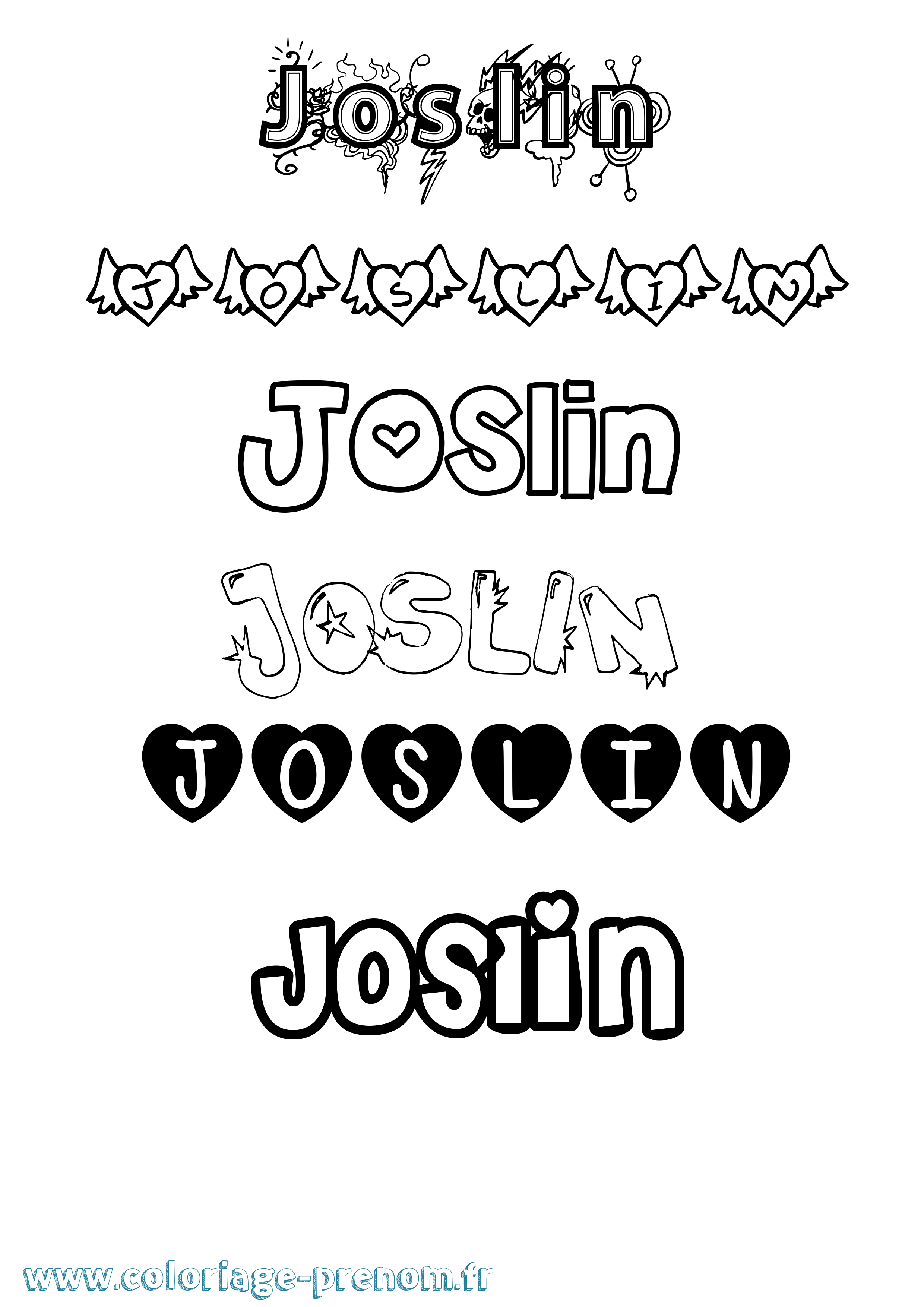 Coloriage Joslin Girly Coloriage prénom Joslin Girly