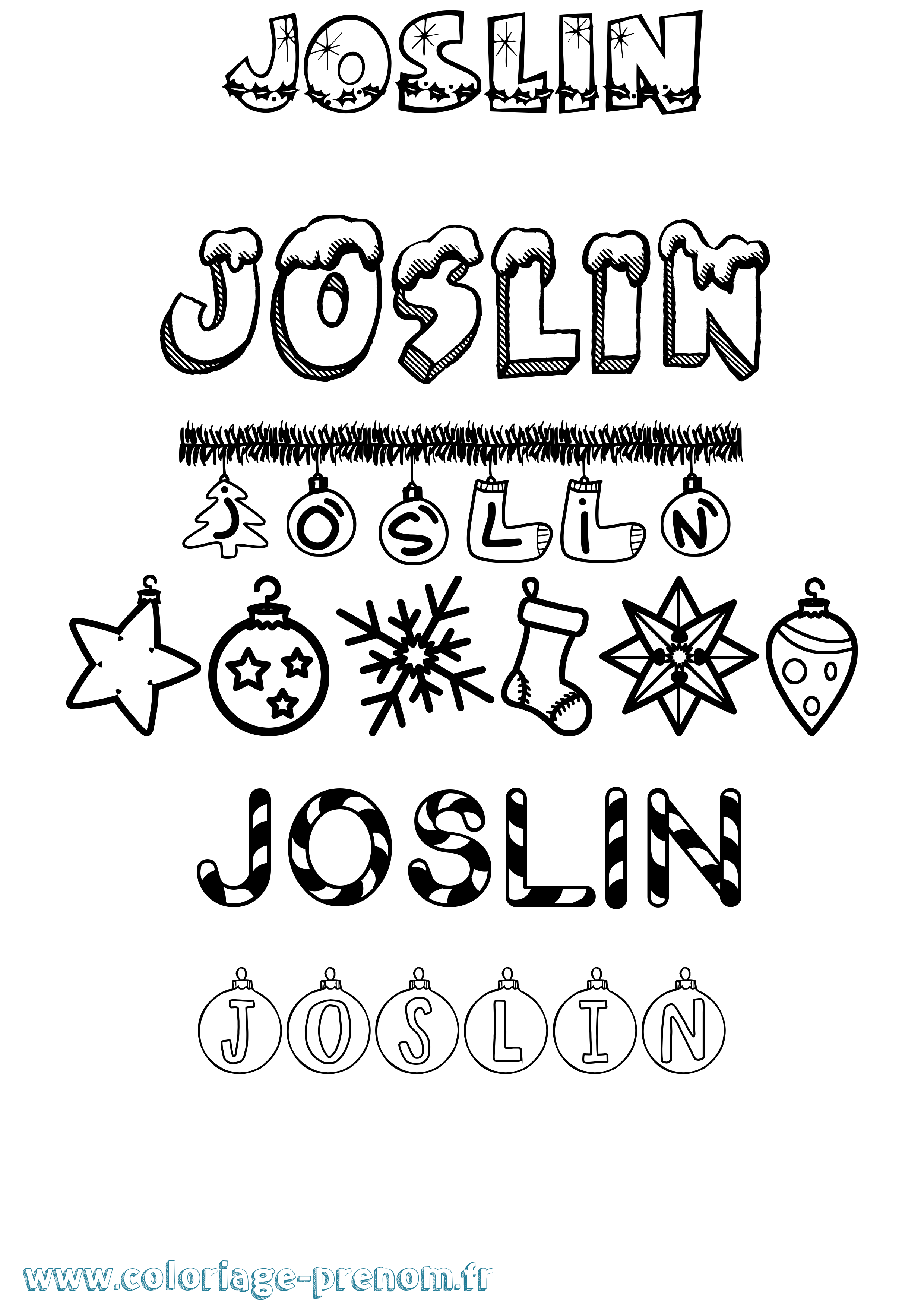 Coloriage Joslin Noël Coloriage prénom Joslin Noël