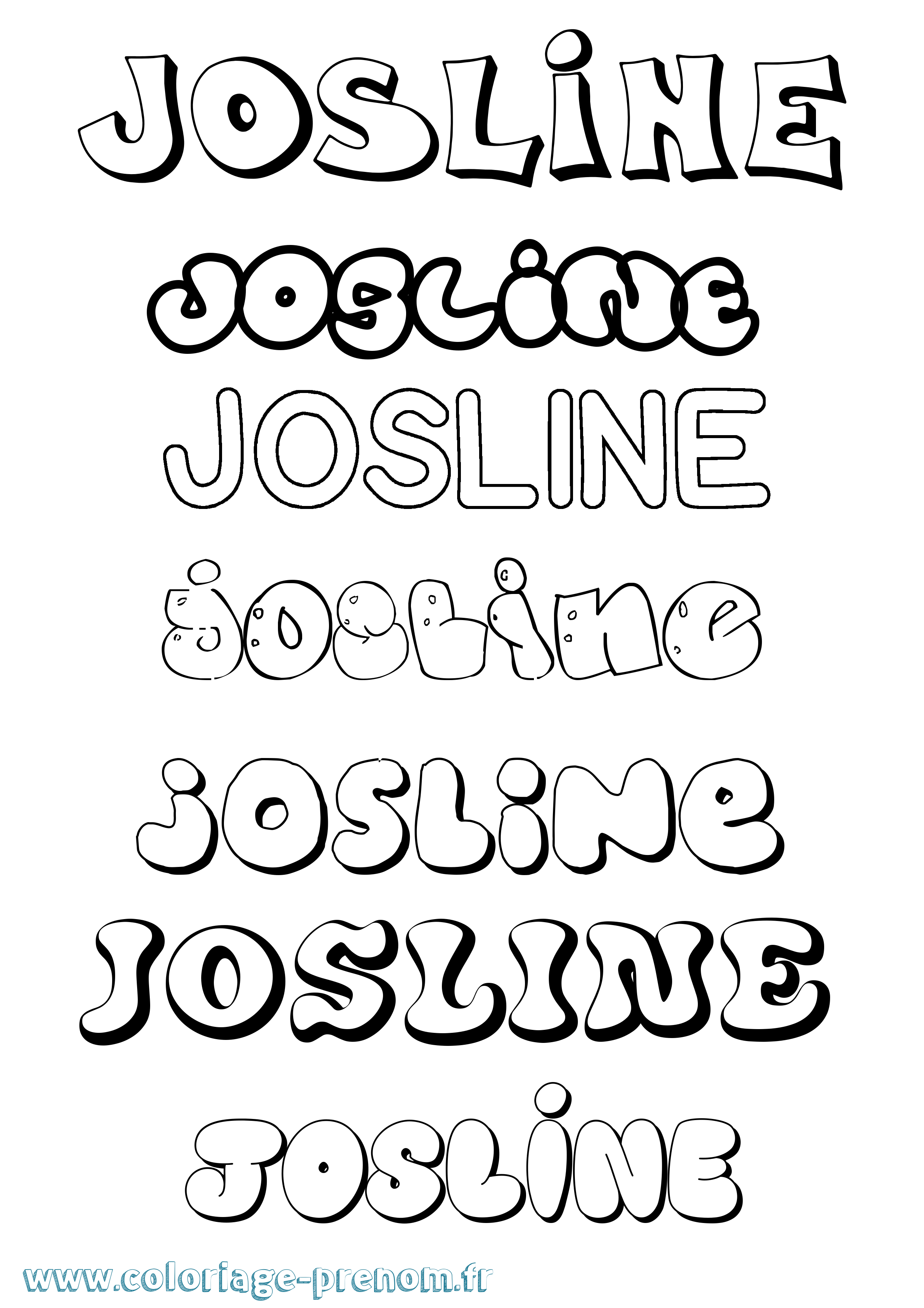 Coloriage Josline Bubble Coloriage prénom Josline Bubble