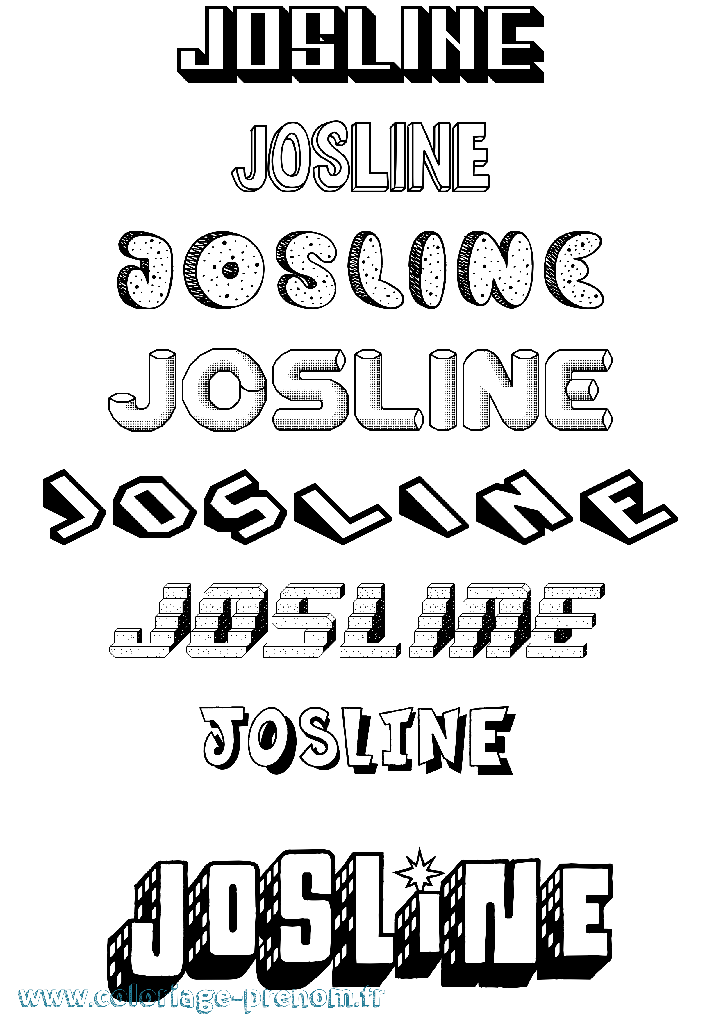 Coloriage Josline Effet 3D Coloriage prénom Josline Effet 3D