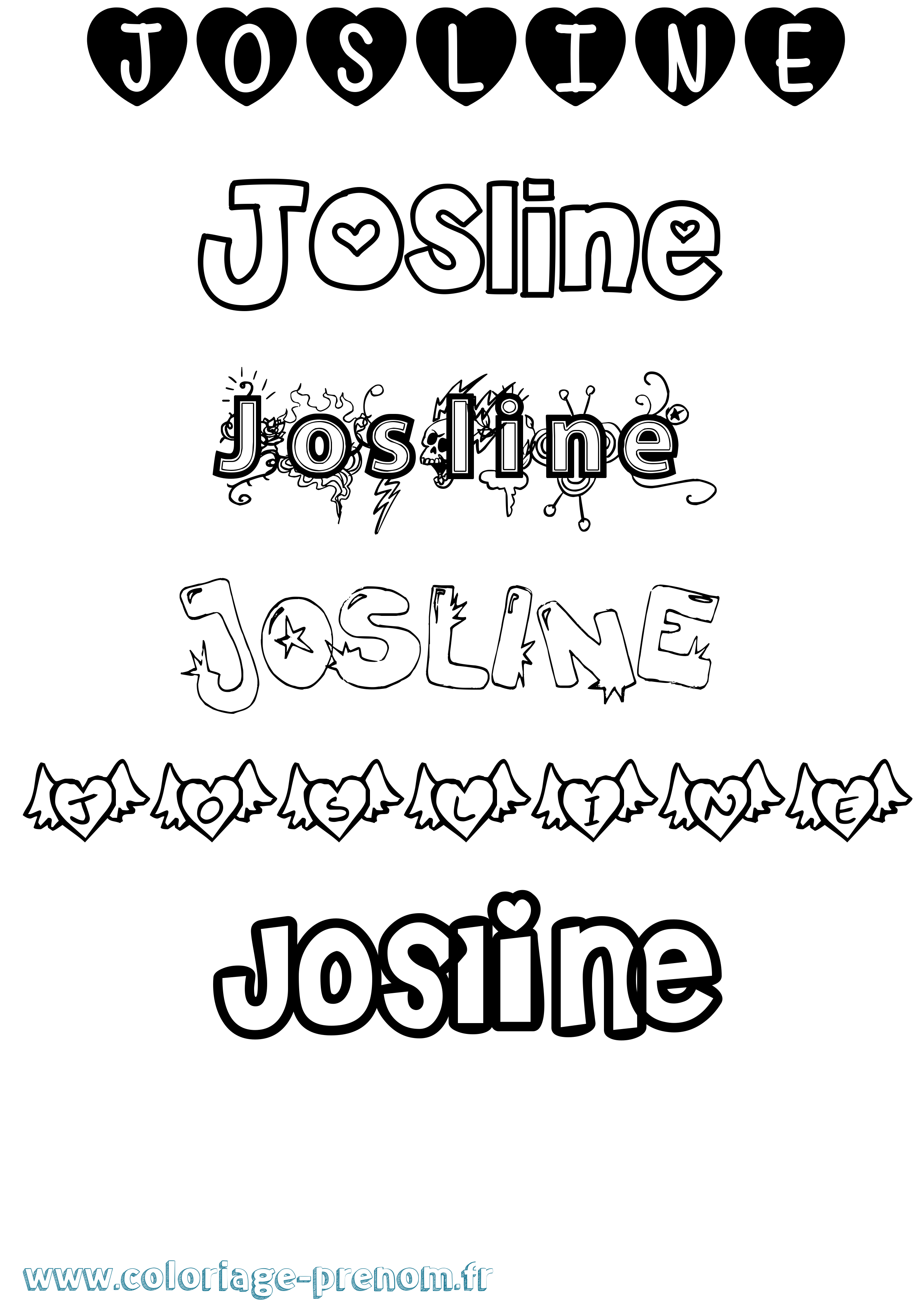 Coloriage Josline Girly Coloriage prénom Josline Girly