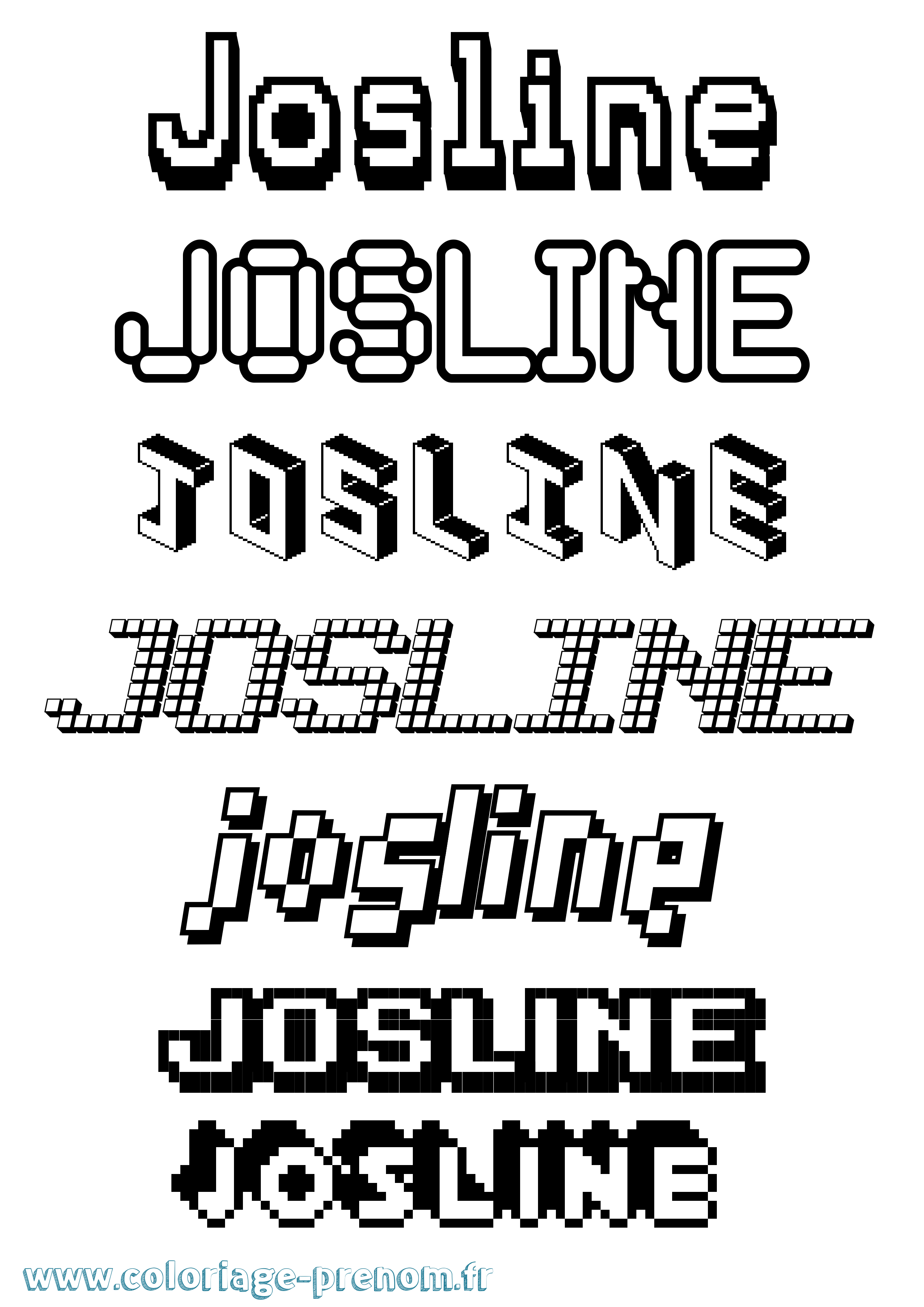 Coloriage Josline Pixel Coloriage prénom Josline Pixel