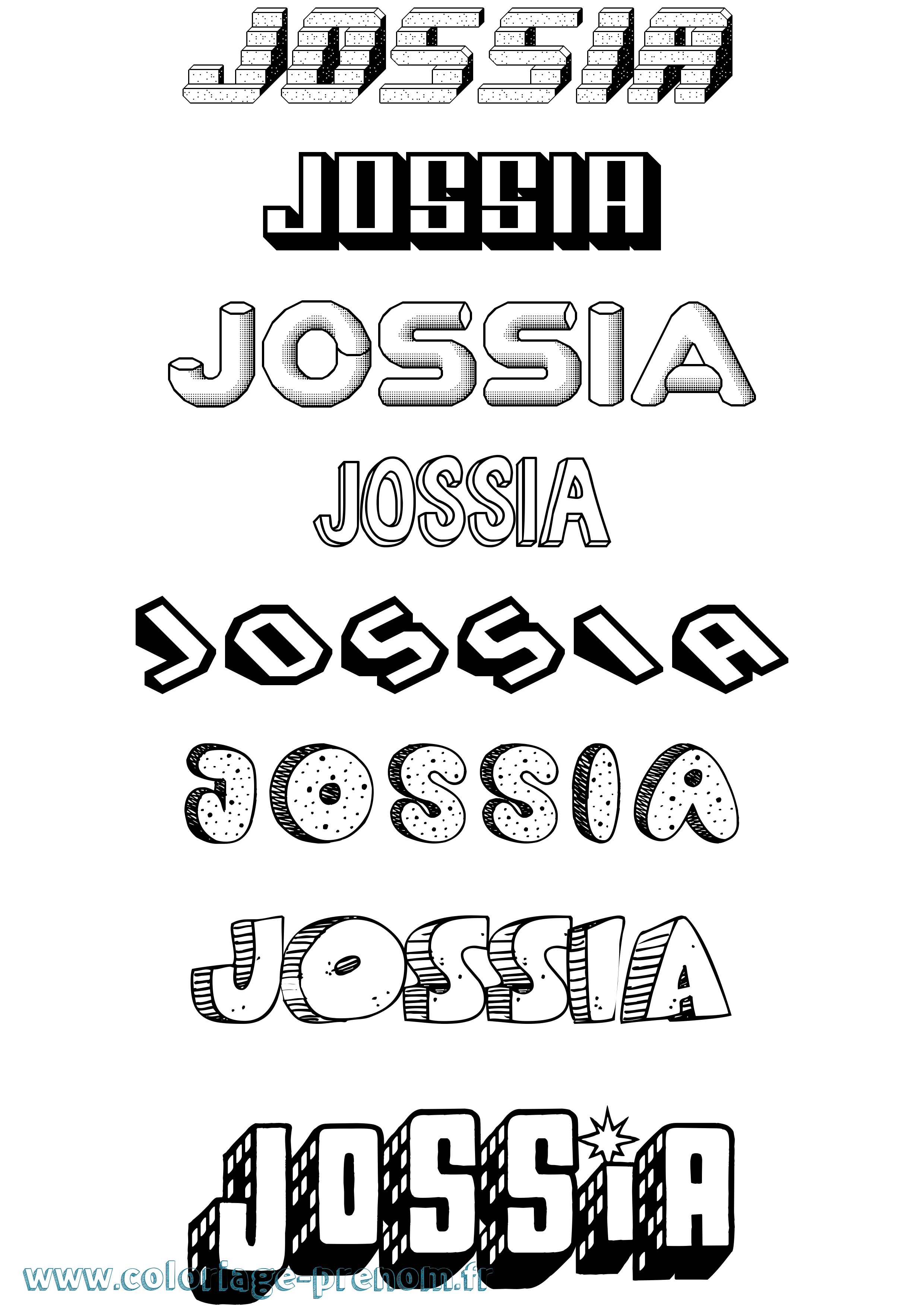 Coloriage Jossia Effet 3D Coloriage prénom Jossia Effet 3D